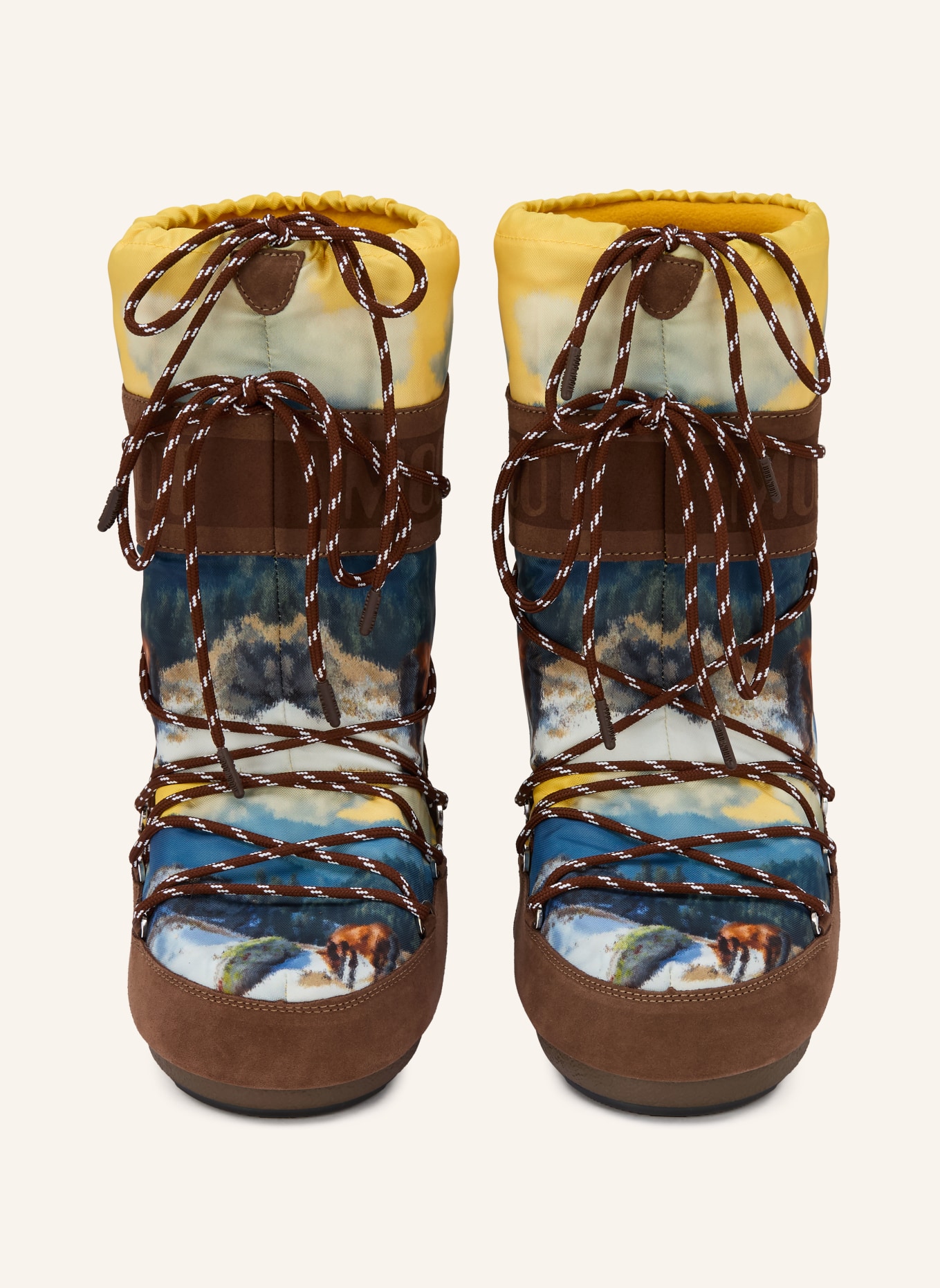 MOON BOOT Moon Boot ICON HIGH POSTCARD: DUNKELBRAUN / GELB / BLAU