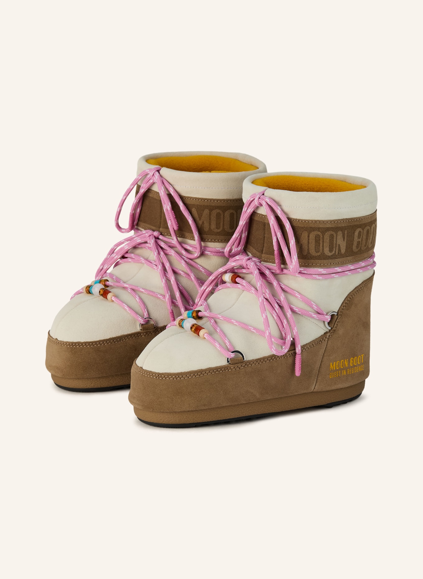 MOON BOOT Moon Boots ICON LOW: TAUPE / PINK / LIGHT GRAY
