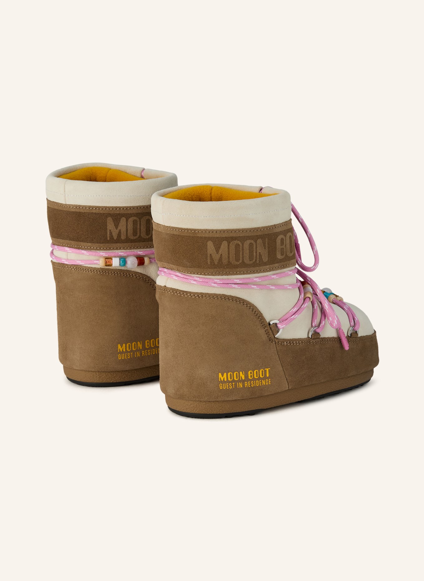 MOON BOOT Moon Boots ICON LOW: TAUPE / PINK / LIGHT GRAY