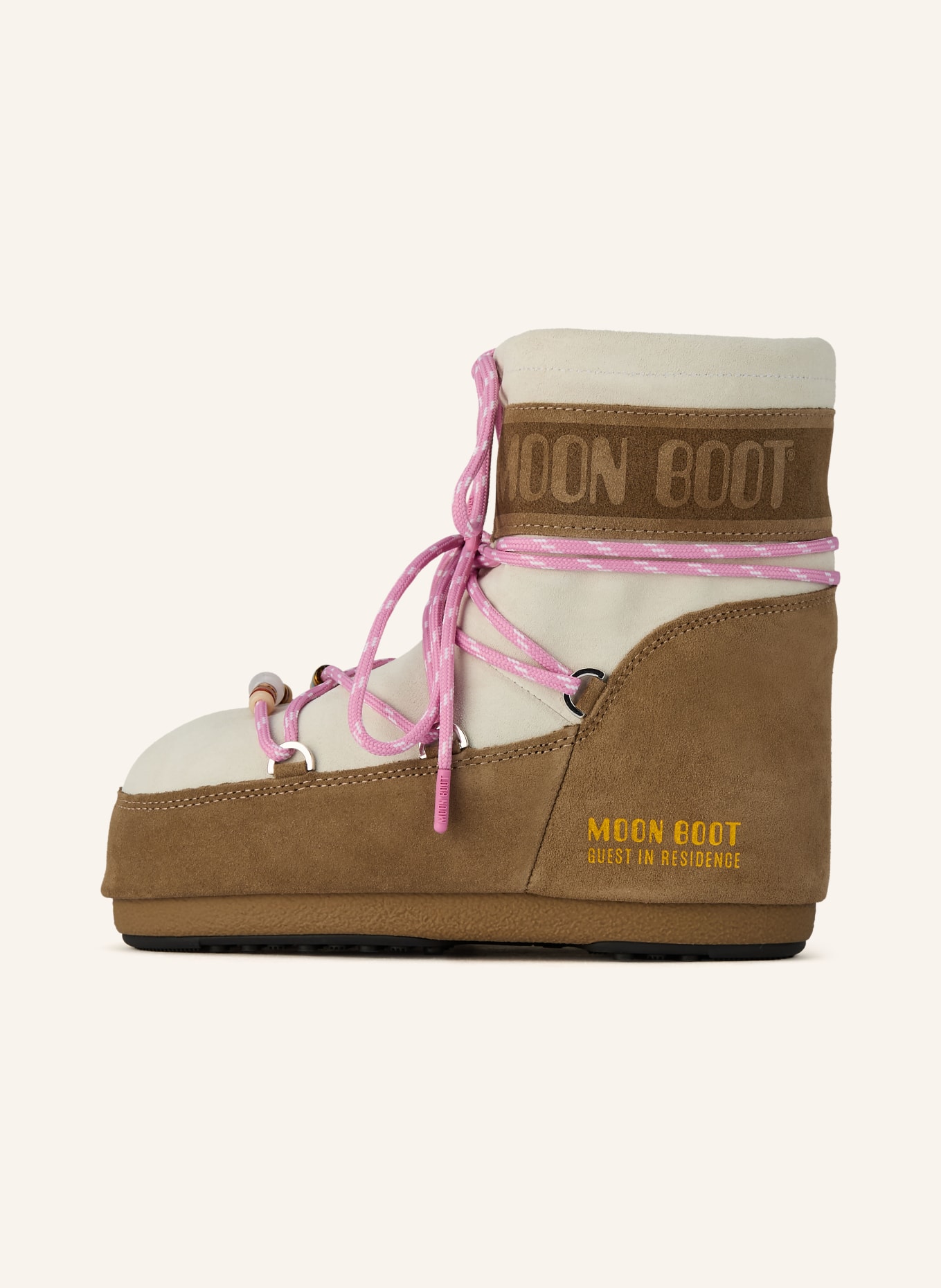 MOON BOOT Moon Boots ICON LOW: TAUPE / PINK / LIGHT GRAY