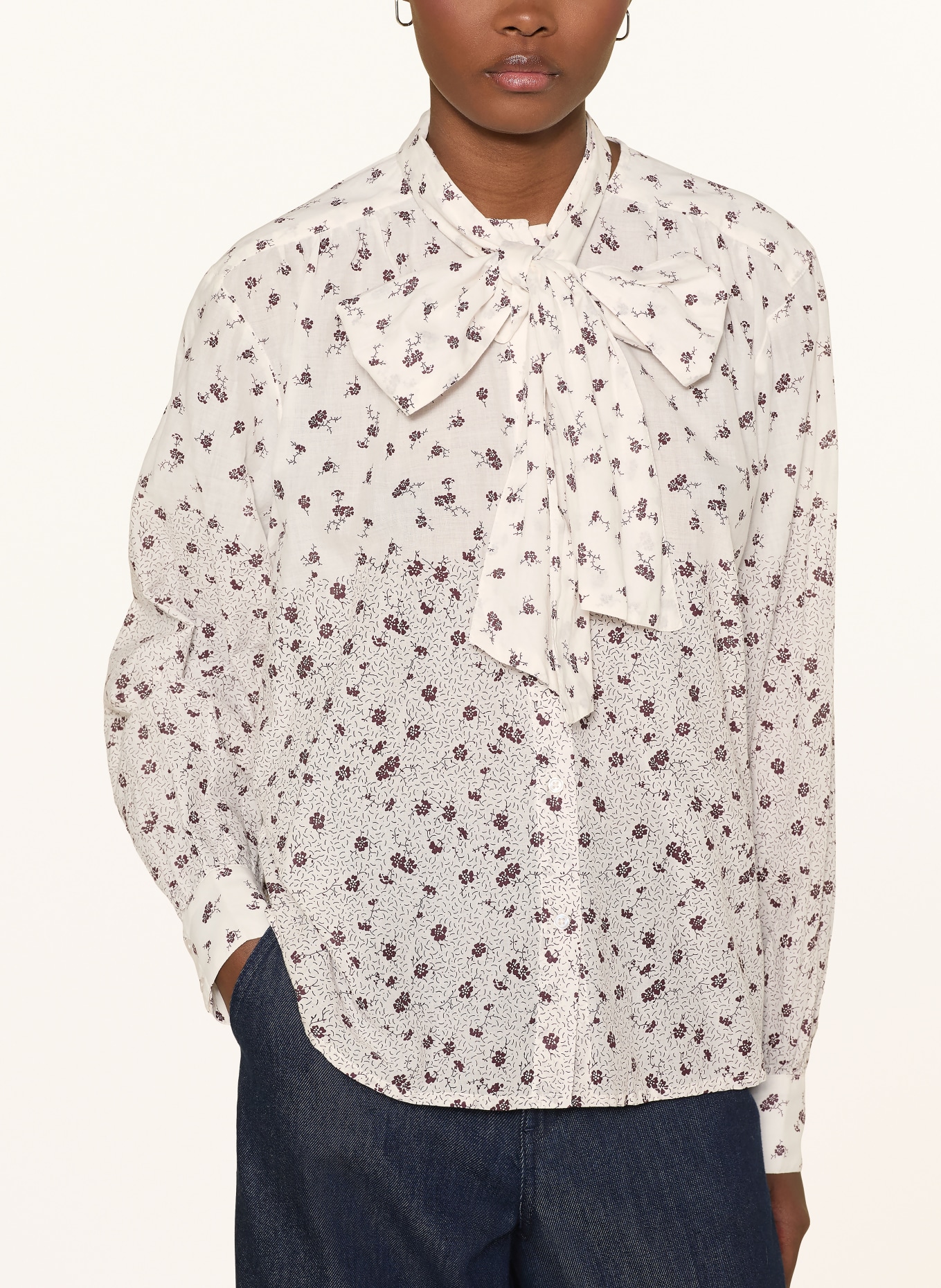 Part Two Bluse JANINAPW mit abnehmbarer Schluppe: WEISS / DUNKELBRAUN