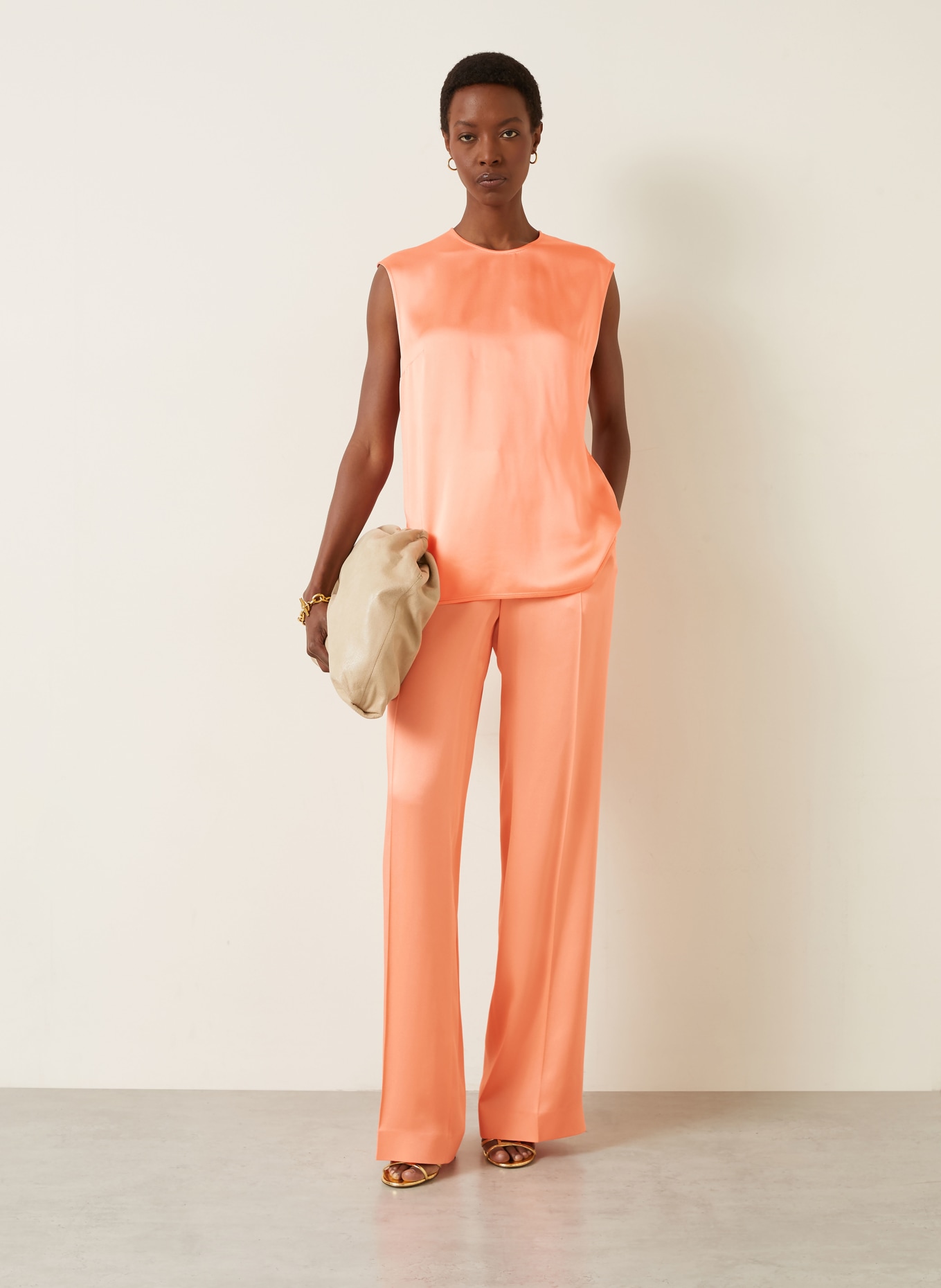 STELLA McCARTNEY satin pants: SALMON