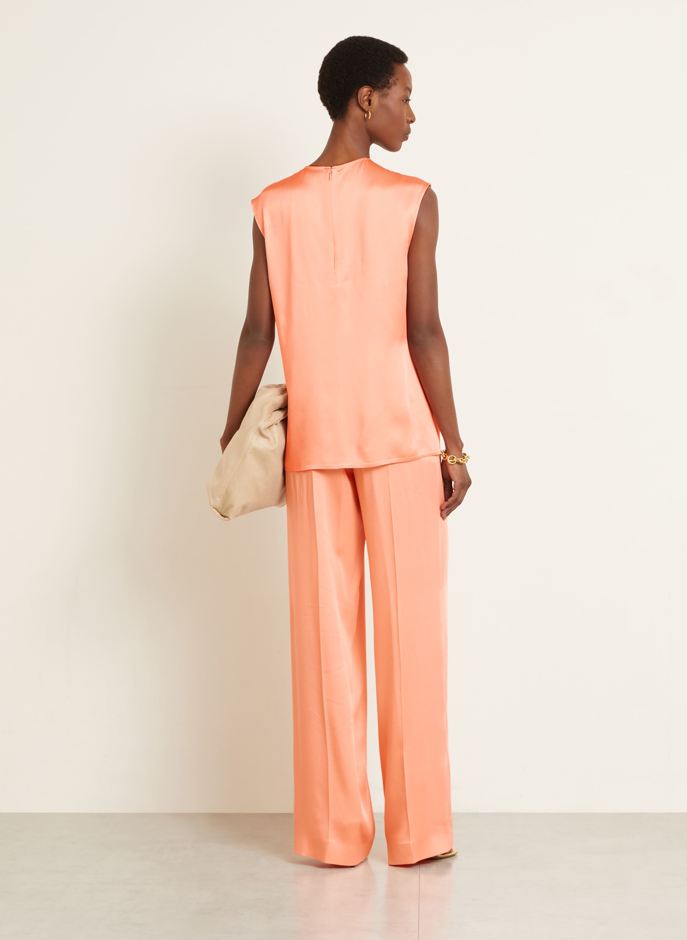 STELLA McCARTNEY satin pants: SALMON