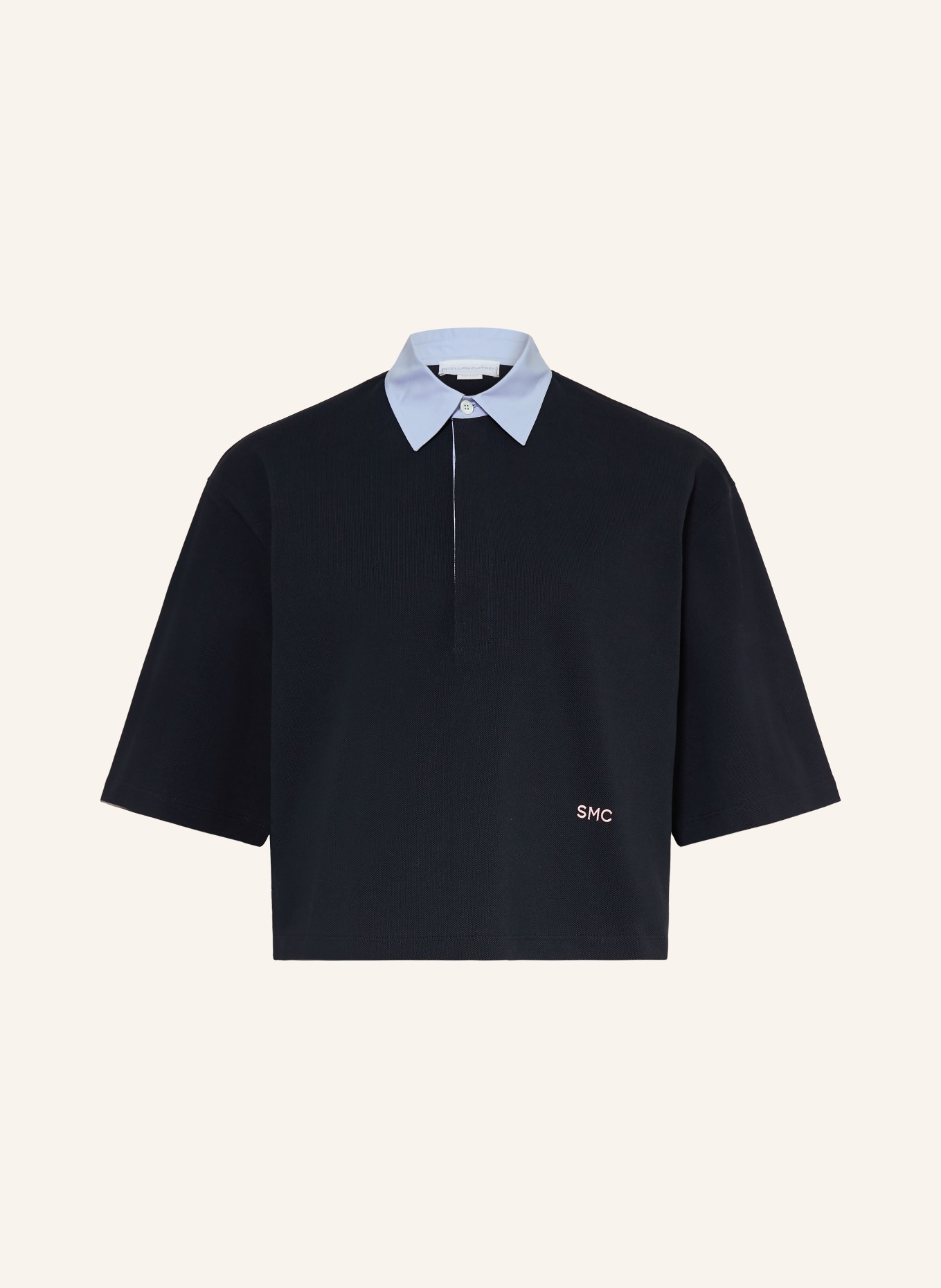 STELLA McCARTNEY Piqué polokošile: TMAVĚ MODRÁ / TMAVĚ MODRÁ