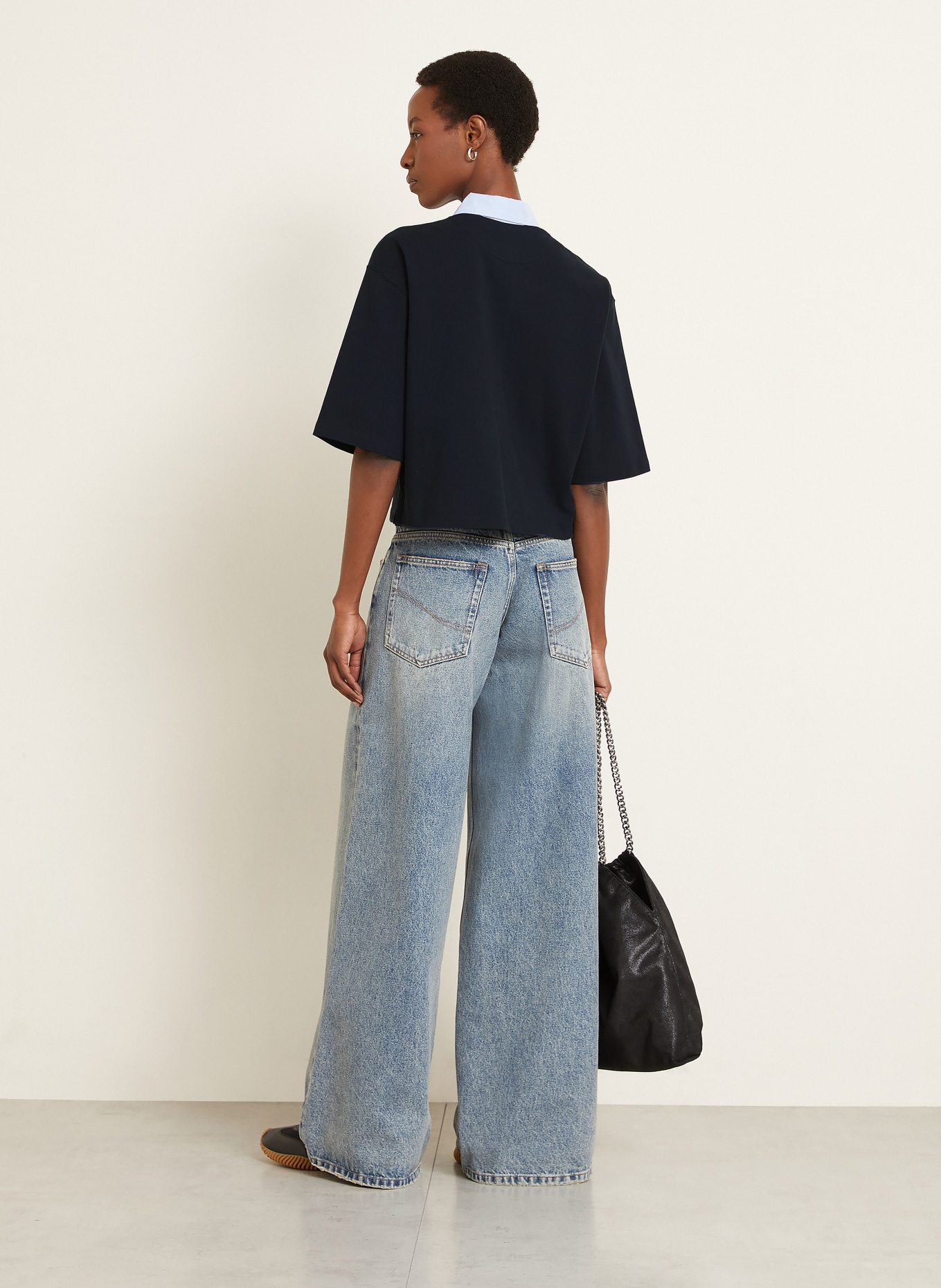 STELLA McCARTNEY Piqué polokošile: TMAVĚ MODRÁ / TMAVĚ MODRÁ