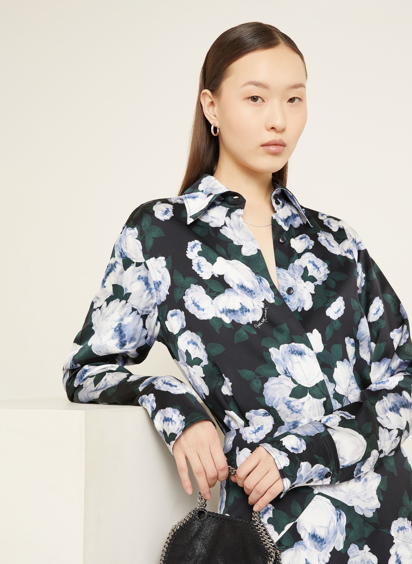 STELLA McCARTNEY Hemdbluse BRUNCH OF ROSES: DUNKELBLAU / DUNKELGRÜN / HELLBLAU