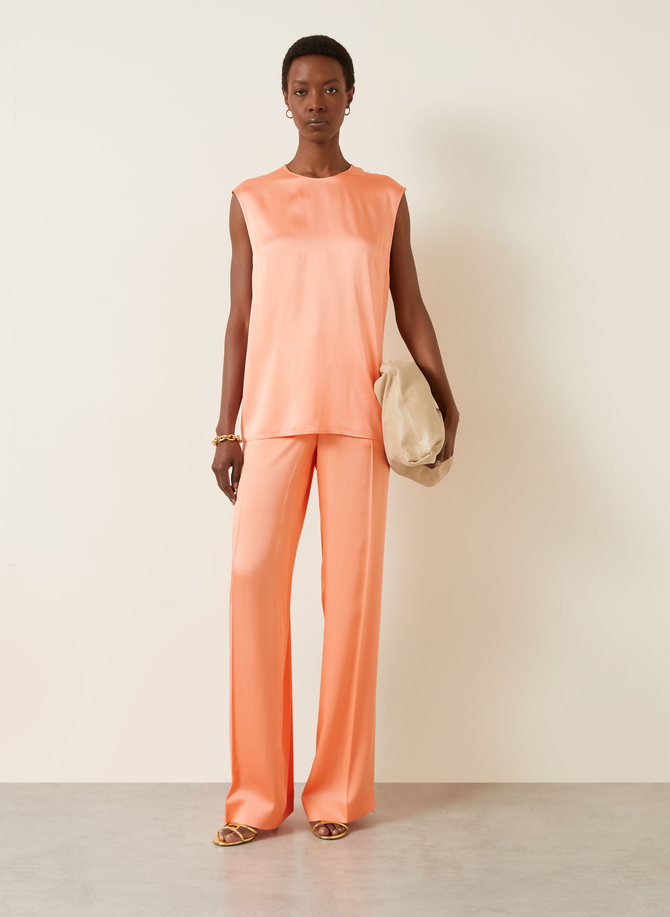 STELLA McCARTNEY saténové tričko: LOSOSOVÁ