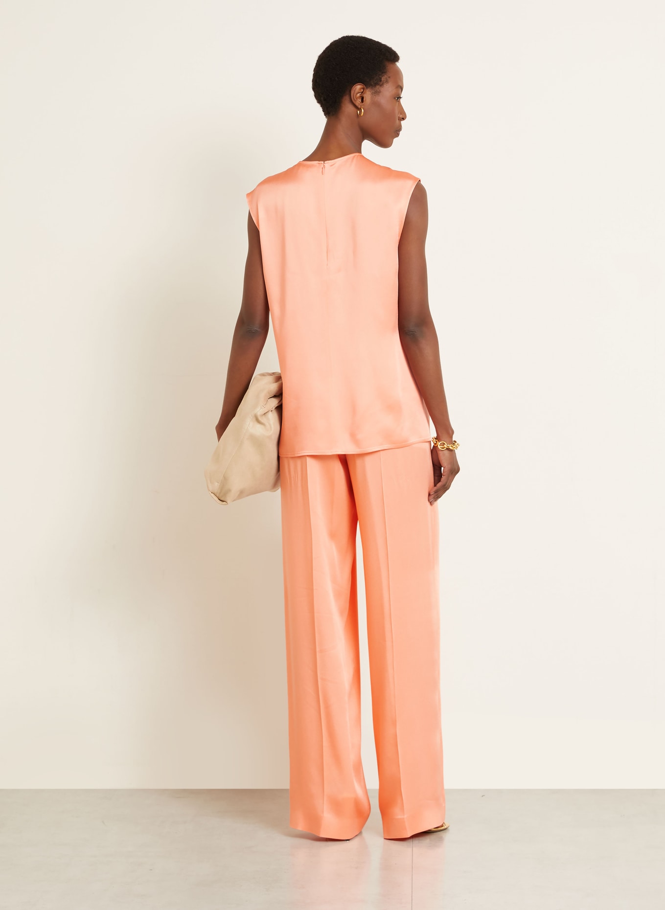 STELLA McCARTNEY saténové tričko: LOSOSOVÁ