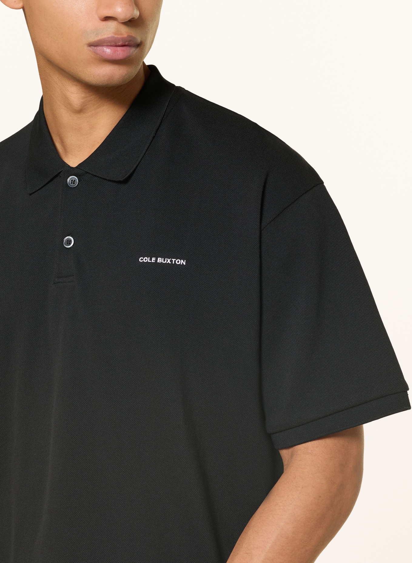 COLE BUXTON Koszulka polo z pikowanym wzorem: CZARNY