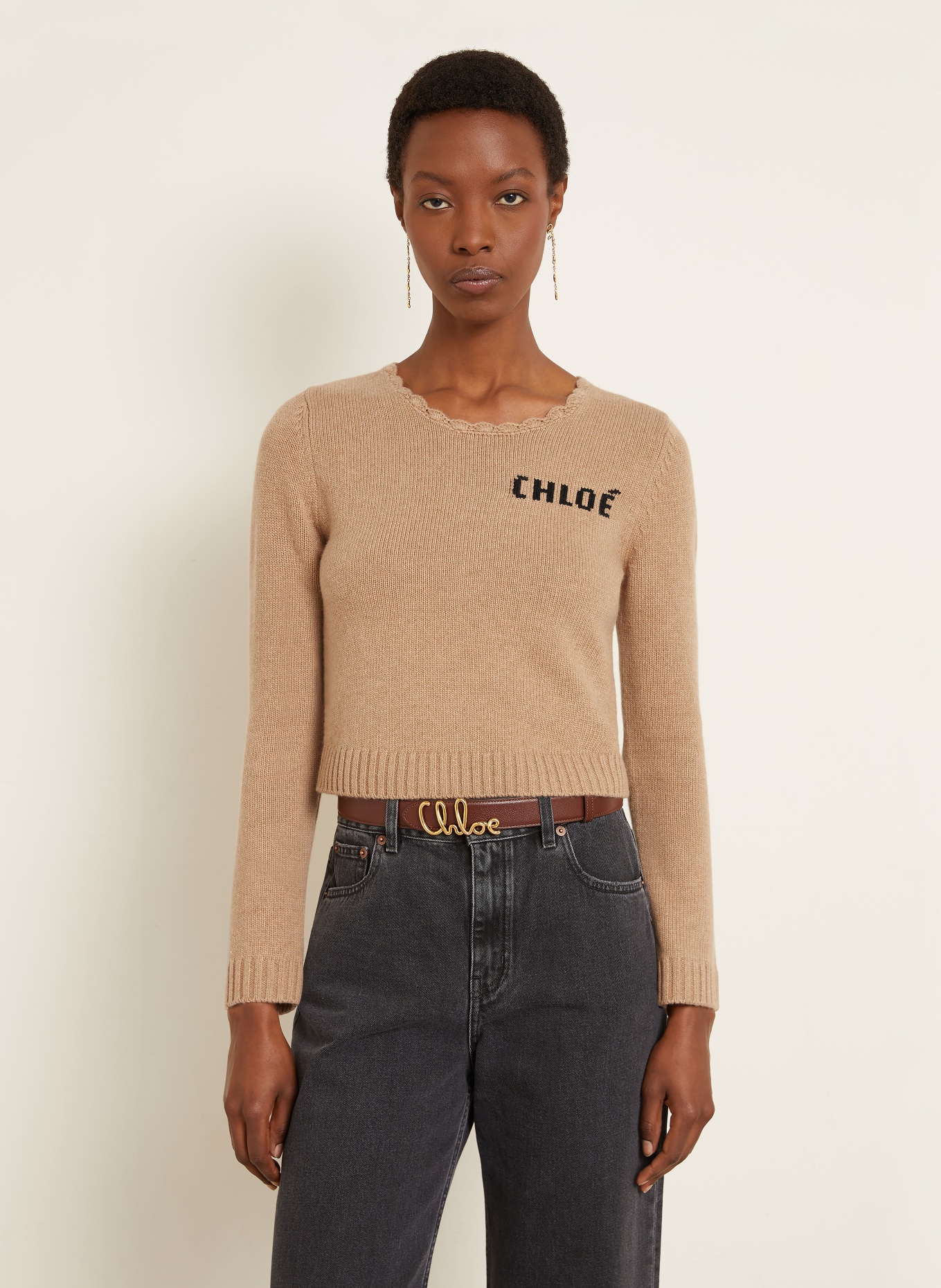 Chloé Pullover: HELLBRAUN / SCHWARZ