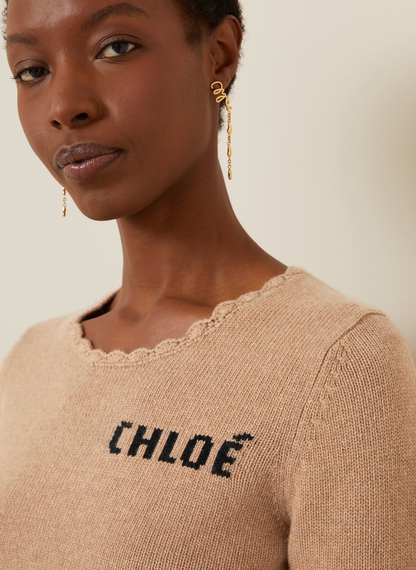 Chloé Pullover: HELLBRAUN / SCHWARZ