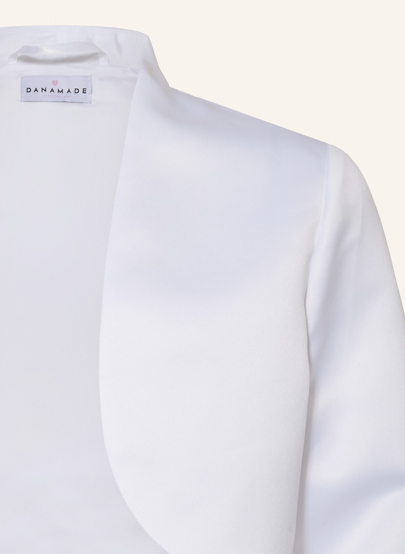 DANAMADE Bolero DALANI ze saténu: BÍLÁ