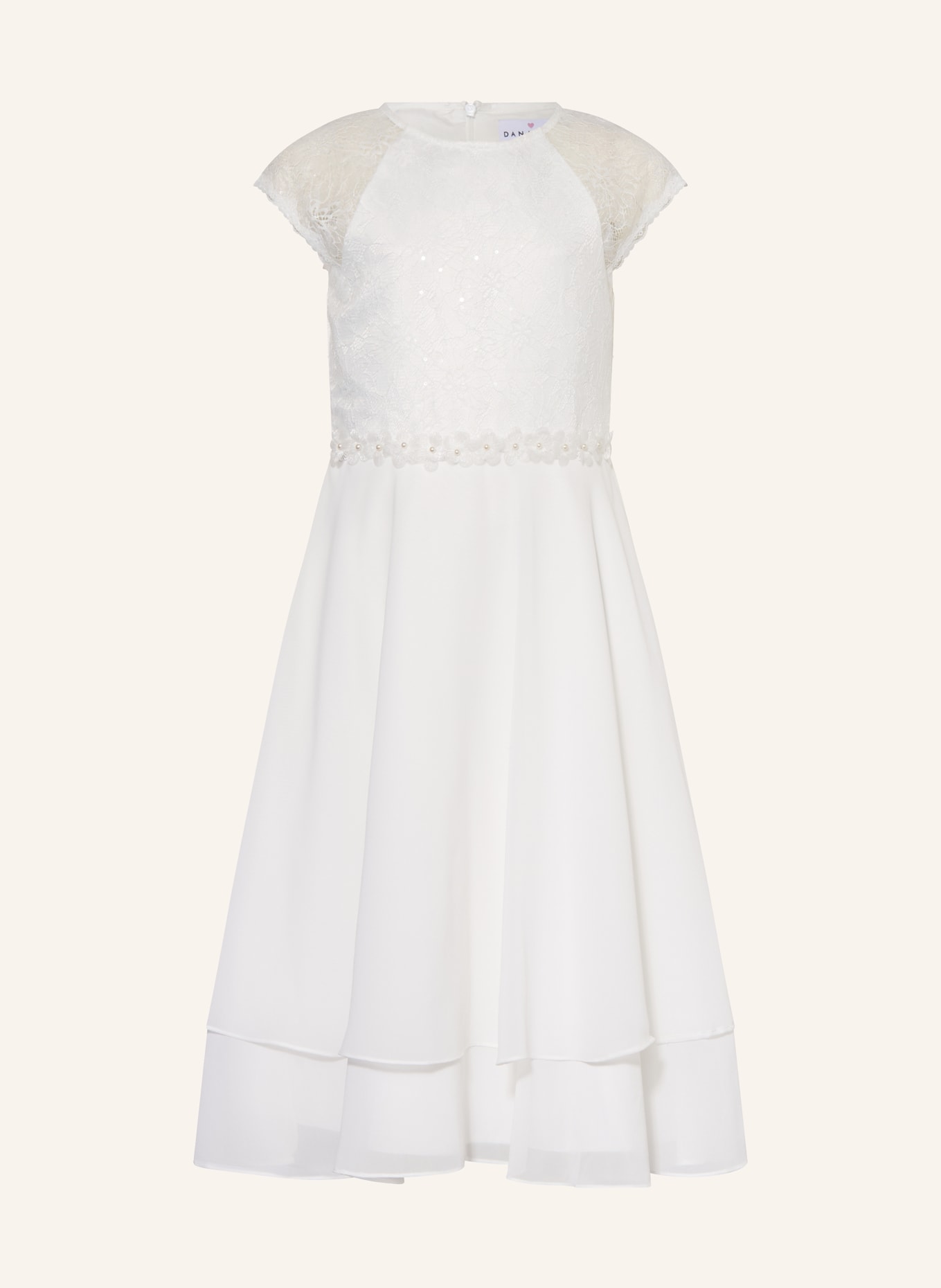 DANAMADE Koktejlové šaty z kombinace materiálů s flitry a ozdobnými perličkami: REŽNÁ