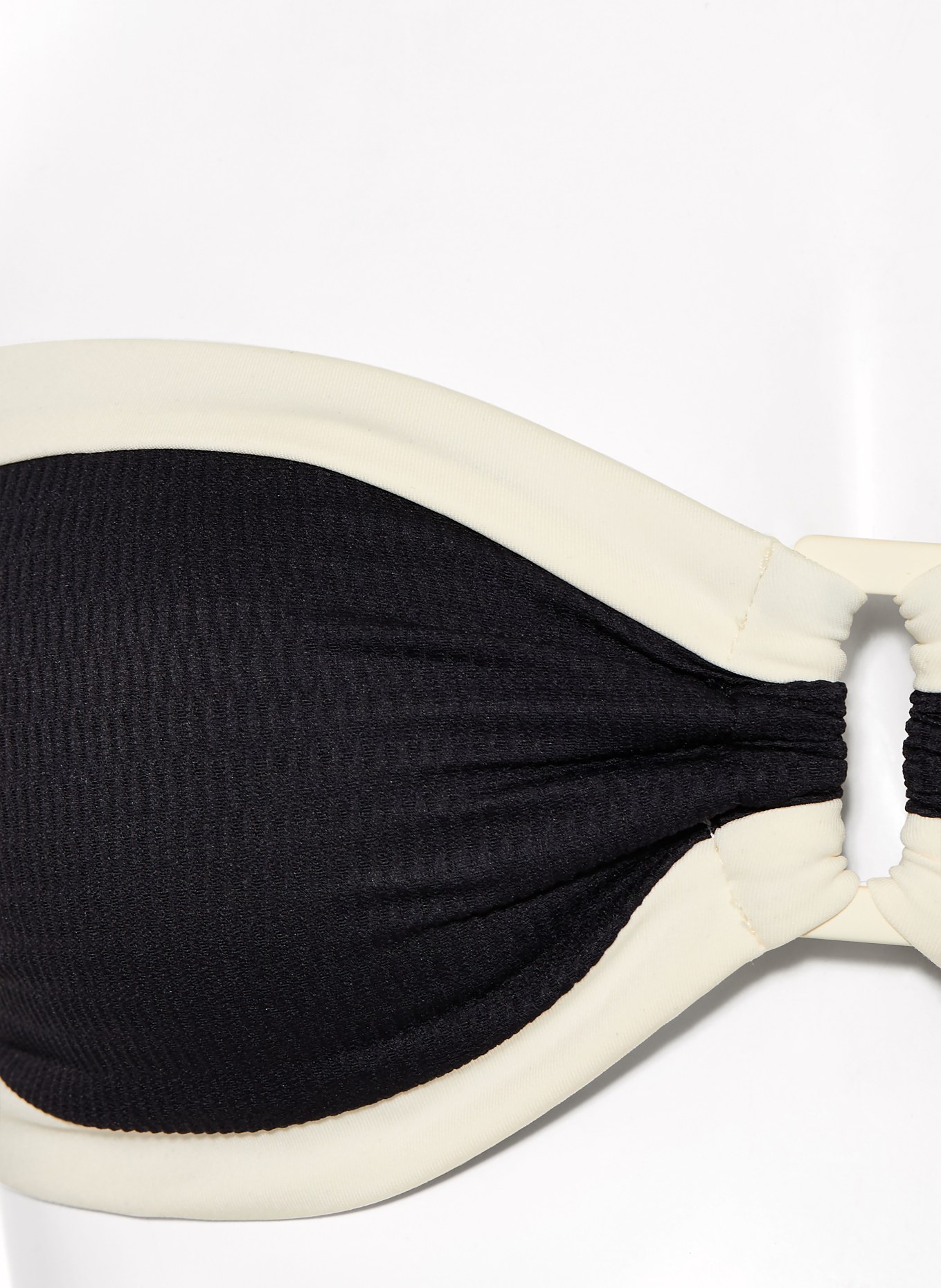 SEAFOLLY Góra bikini typu bandeau BANDWAVE: CZARNY / ECRU