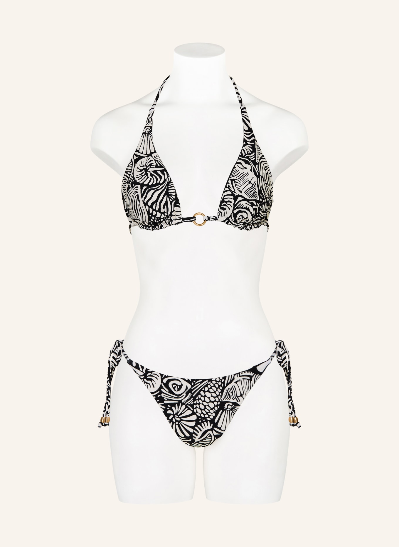 SEAFOLLY SHELLS triangle bikini bottoms: BLACK / CREAM