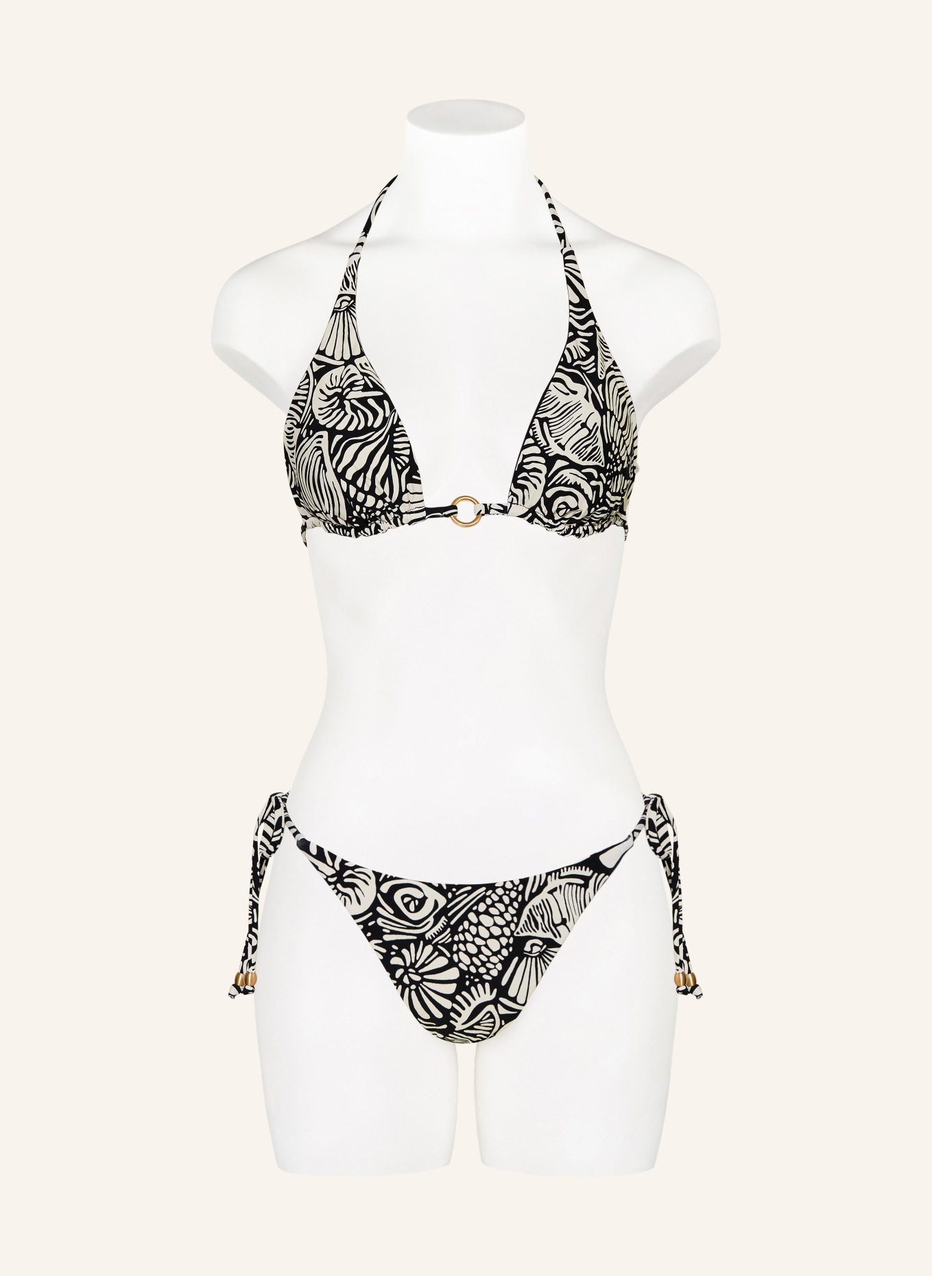 SEAFOLLY SHELLS reversible triangle bikini top: BLACK / CREAM