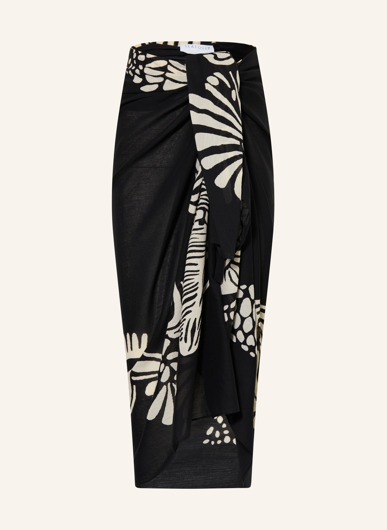 SEAFOLLY Pareo C SHELLS: CZARNY / KREMOWY