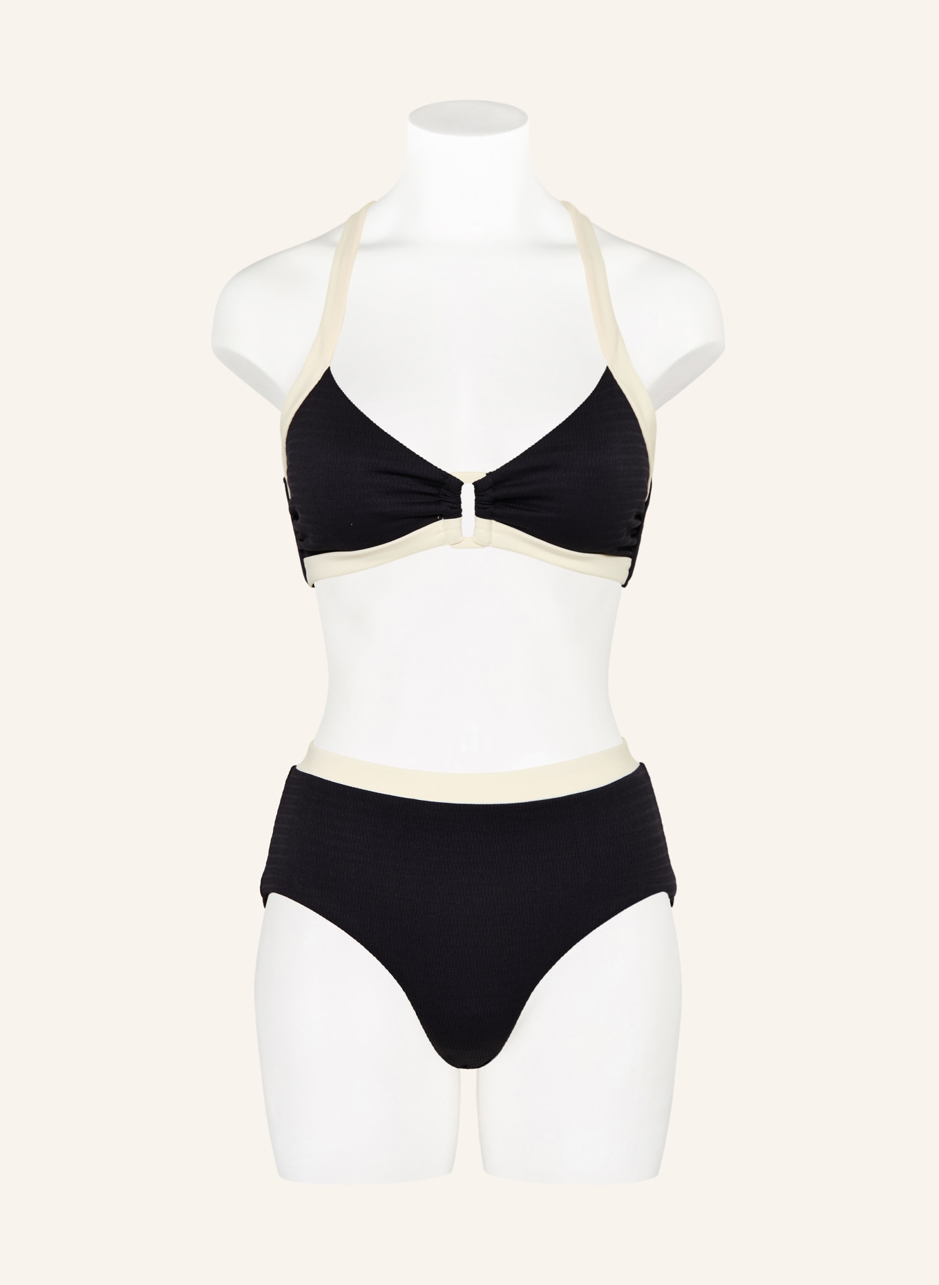 SEAFOLLY Góra bikini typu bustier BANDWAVE: CZARNY / ECRU