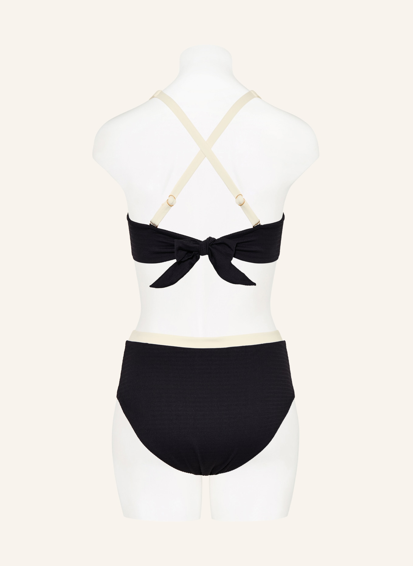SEAFOLLY Góra bikini typu bustier BANDWAVE: CZARNY / ECRU