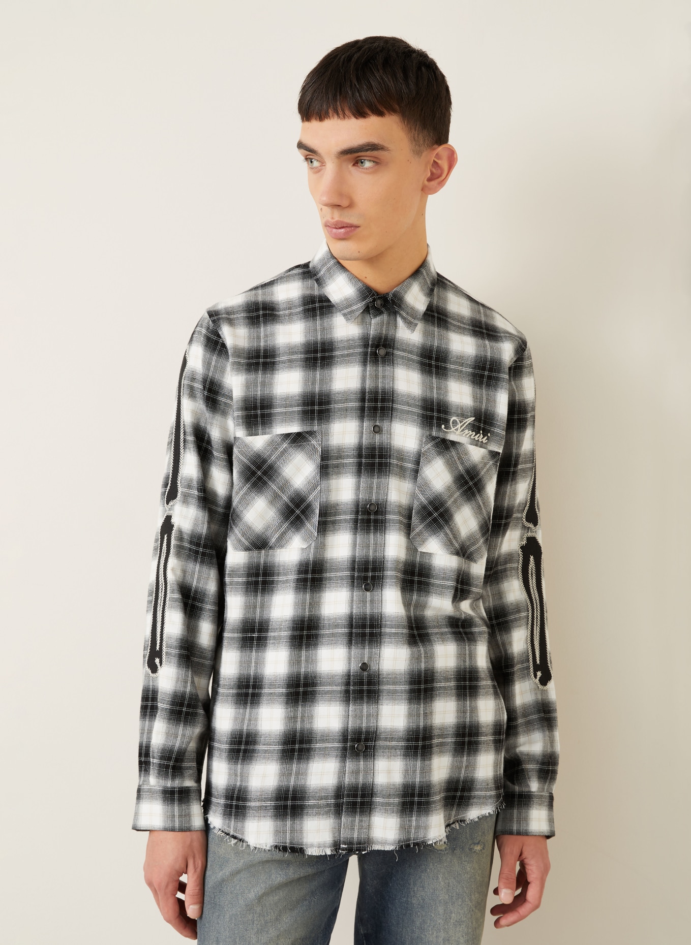 AMIRI Flanelowa koszula: CZARNY / BEŻOWY / BIAŁY