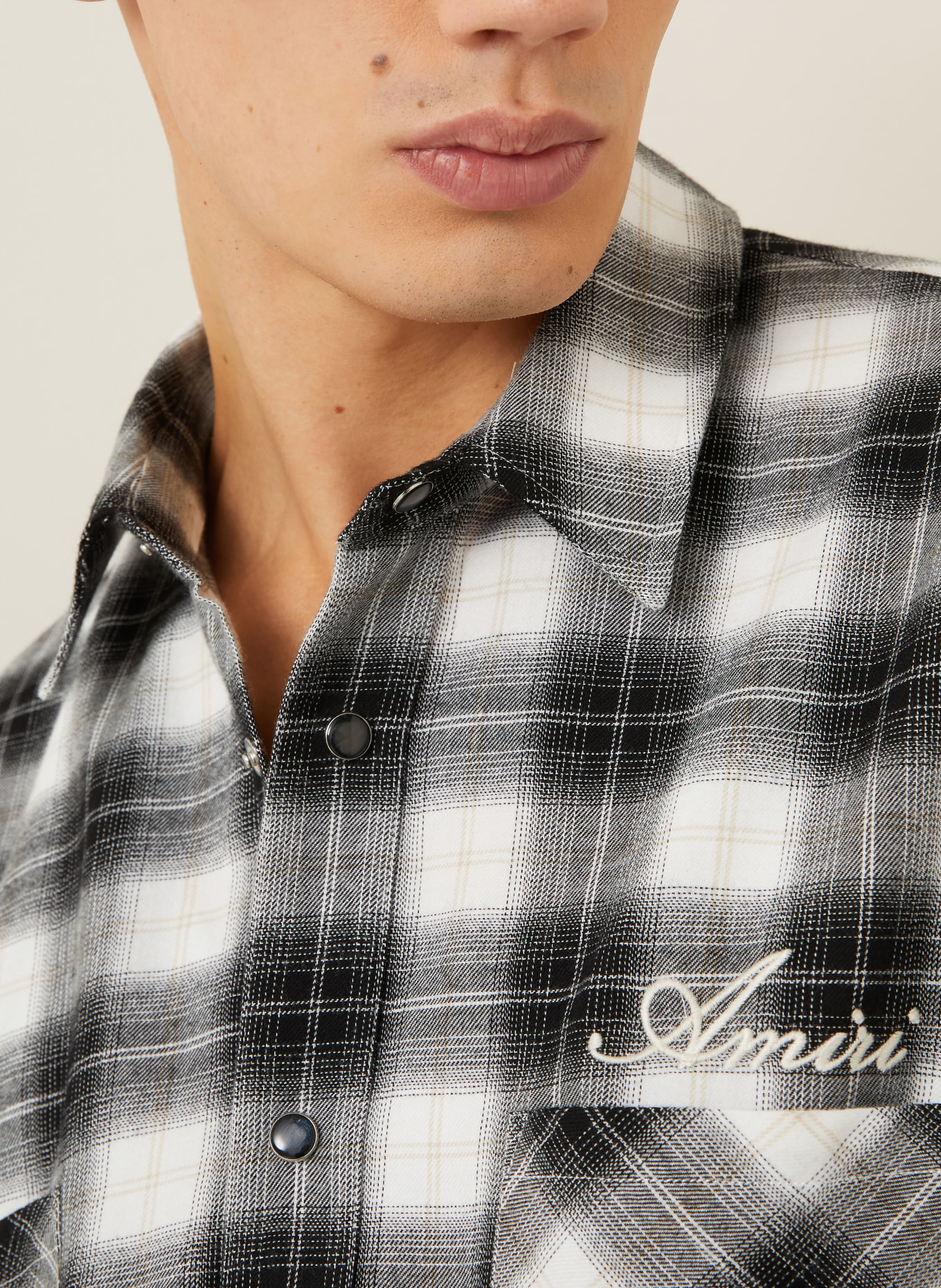 AMIRI Flanelowa koszula: CZARNY / BEŻOWY / BIAŁY