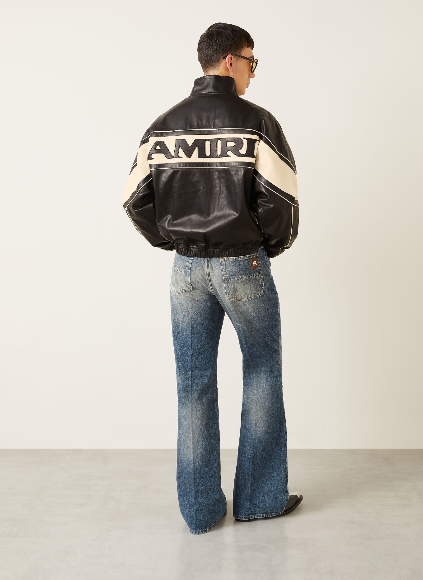 AMIRI leather jacket: BLACK / WHITE