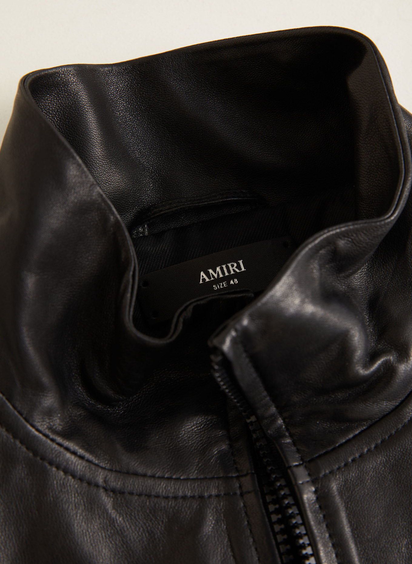 AMIRI leather jacket: BLACK / WHITE