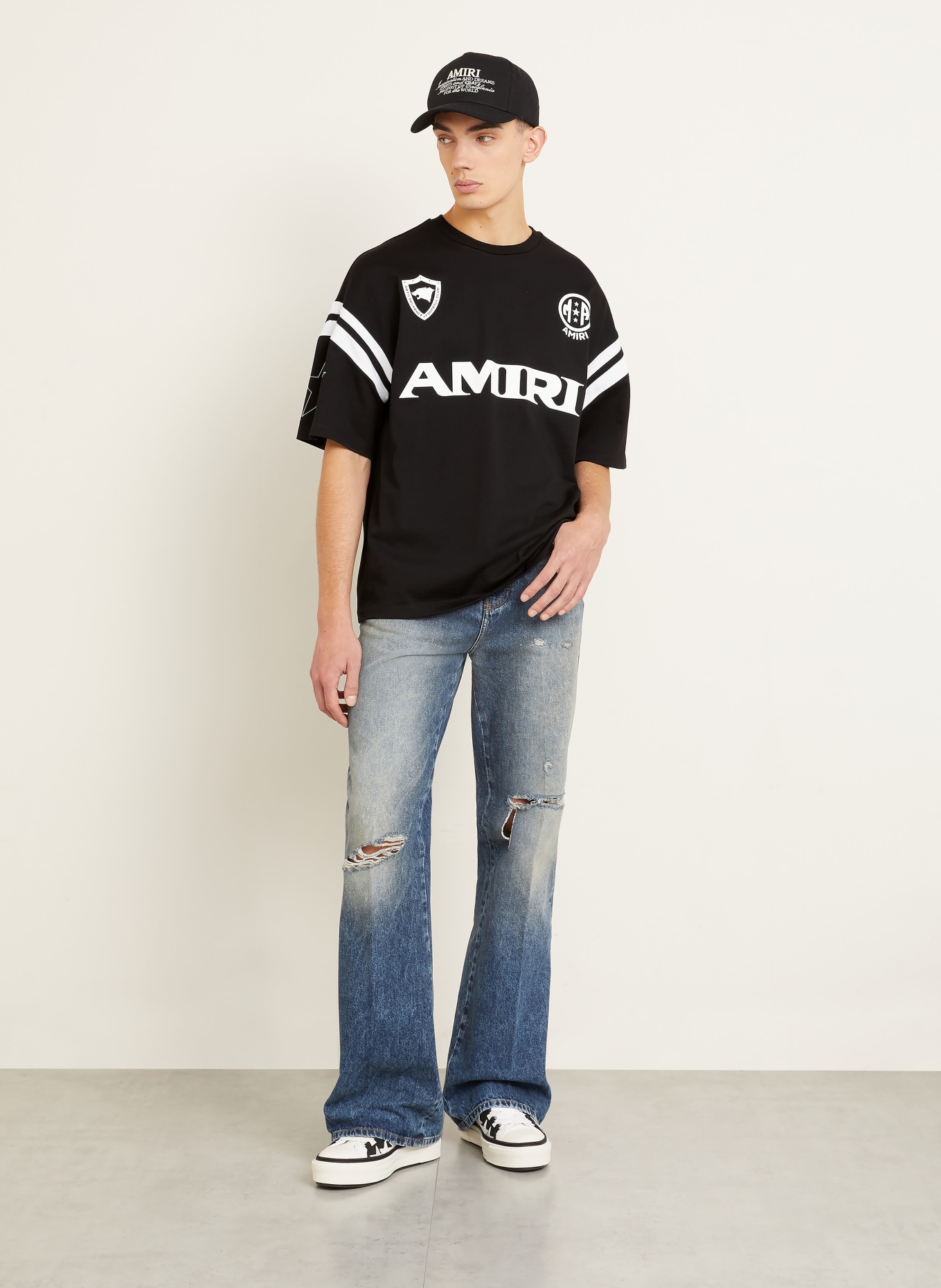 AMIRI Koszulka oversize: CZARNY / BIAŁY