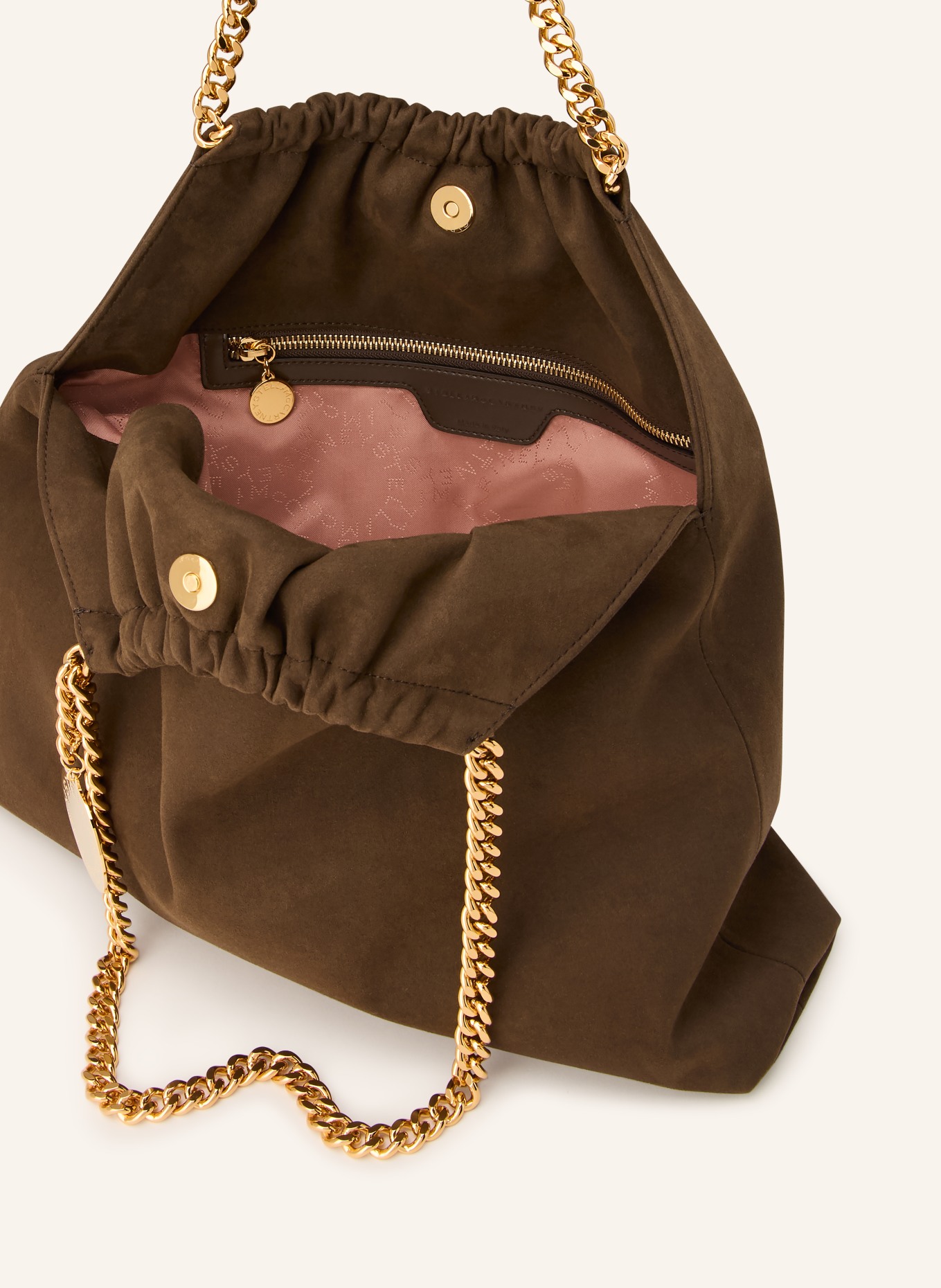 STELLA McCARTNEY Schultertasche FALABELLA MEDIUM: DUNKELBRAUN / GOLD