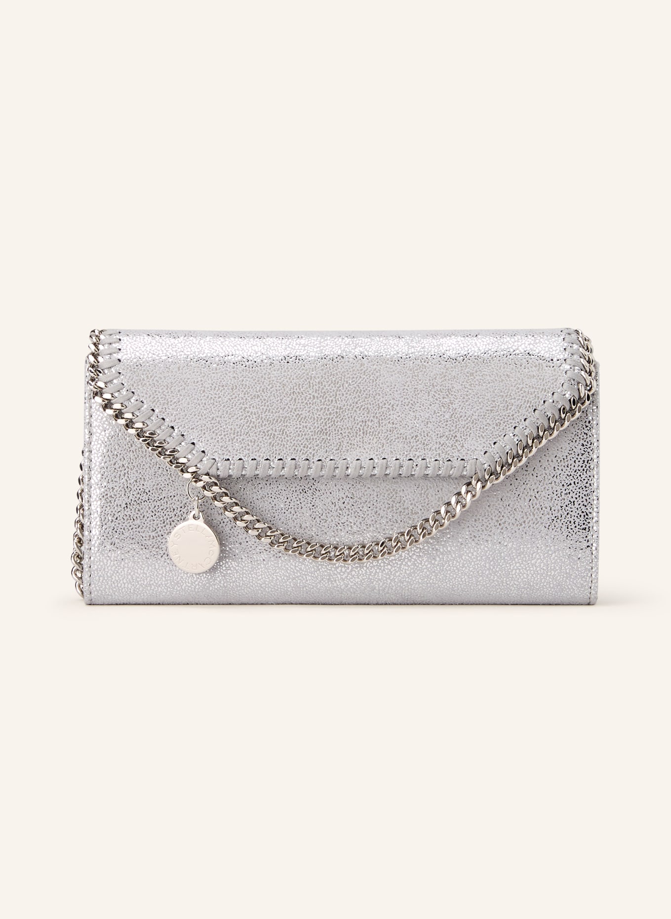 STELLA McCARTNEY Clutch FALABELLA: HELLGRAU / SILBER