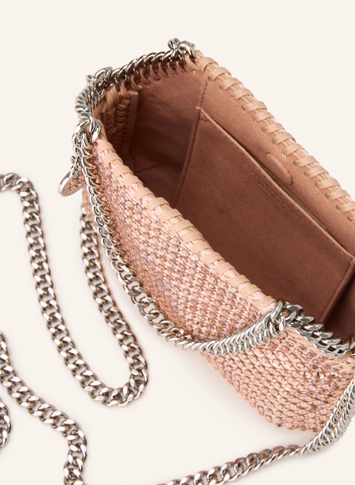 STELLA McCARTNEY FALABELLA shoulder bag with gemstones: ROSE / SILVER