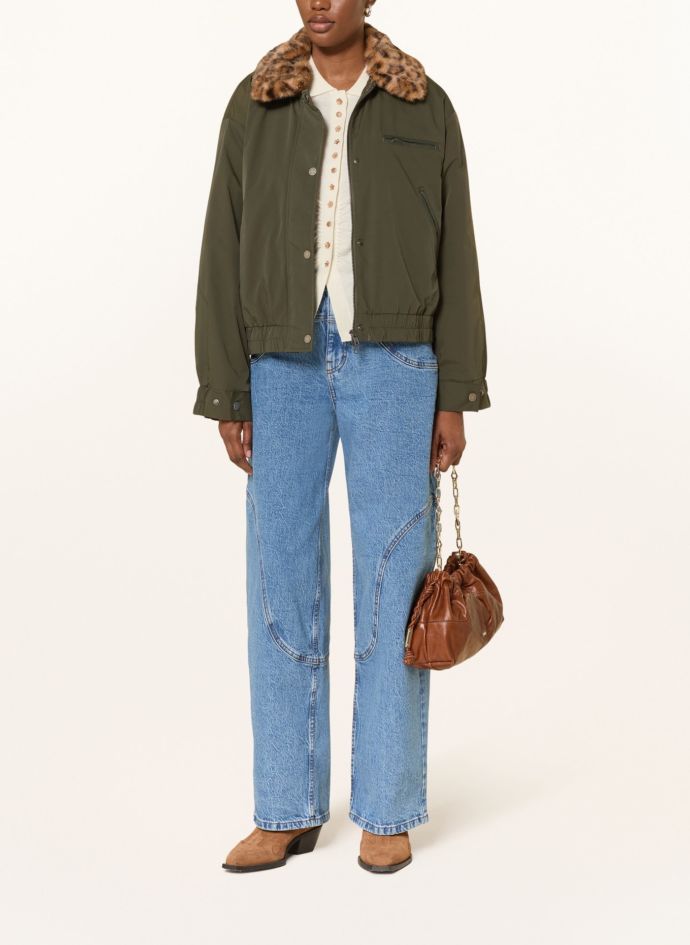 BAUM UND PFERDGARTEN Bunda s umělou kožešinou: TMAVĚ ZELENÁ / TMAVĚ HNĚDÁ / HNĚDÁ