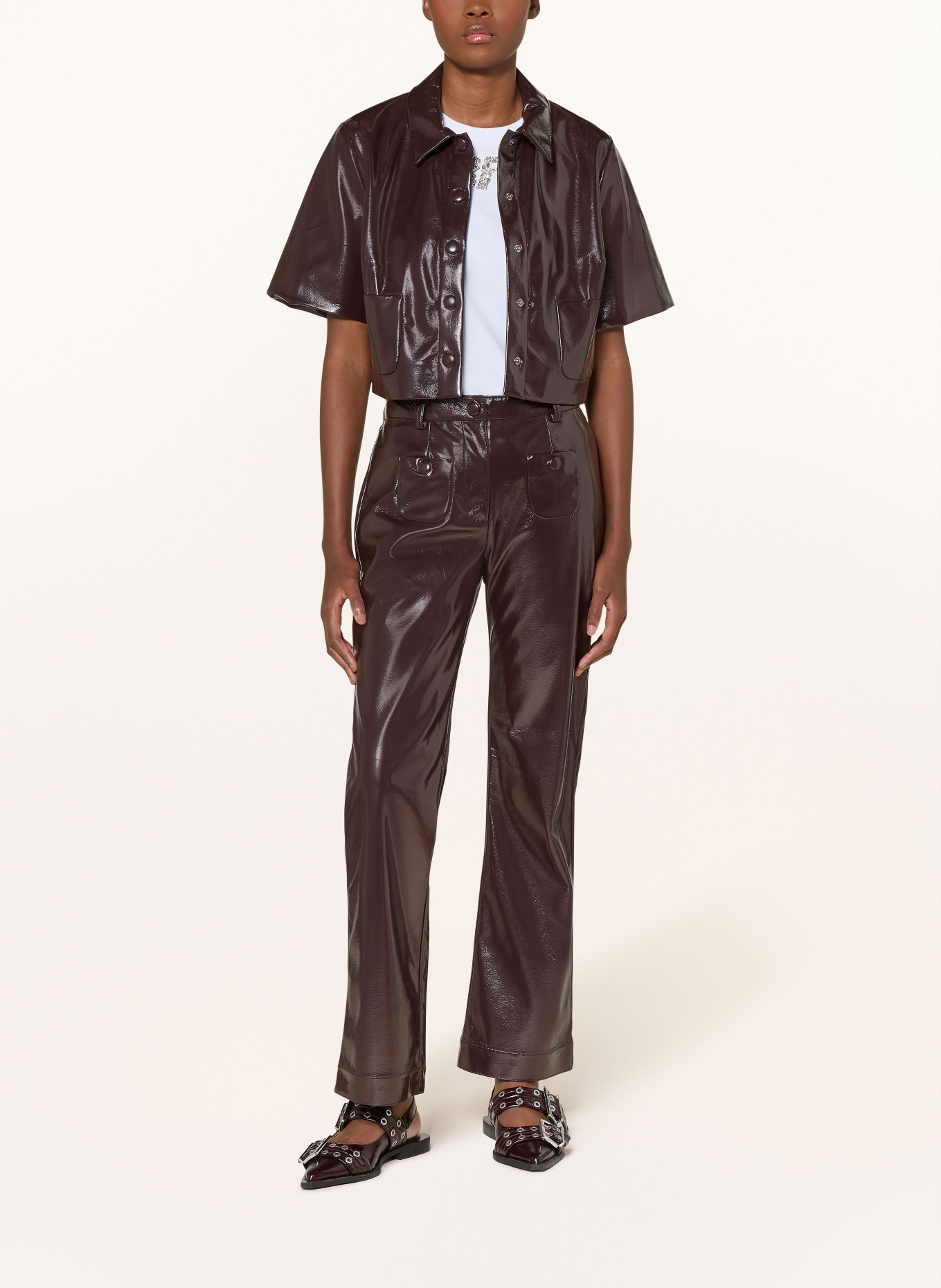 BAUM UND PFERDGARTEN Spodnie NIELLA w stylu skórzanym: CIEMNOCZERWONY