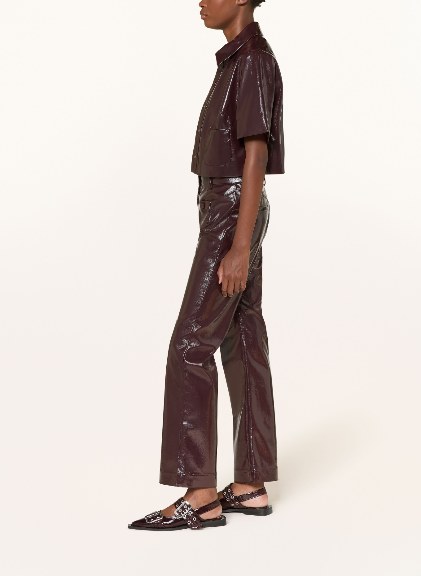 BAUM UND PFERDGARTEN Spodnie NIELLA w stylu skórzanym: CIEMNOCZERWONY