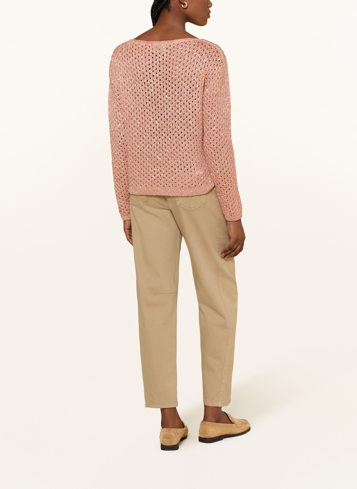 MARC CAIN Pullover mit Pailletten: 217 peach beige