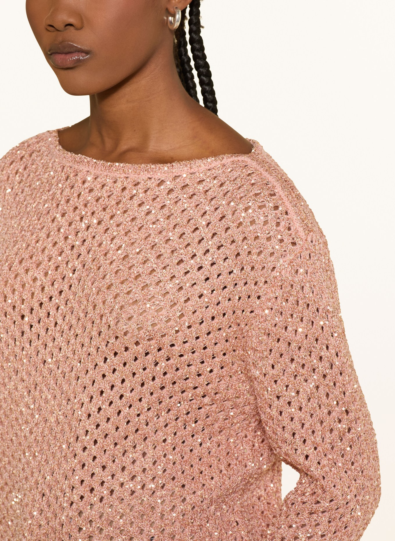 MARC CAIN Pullover mit Pailletten: 217 peach beige