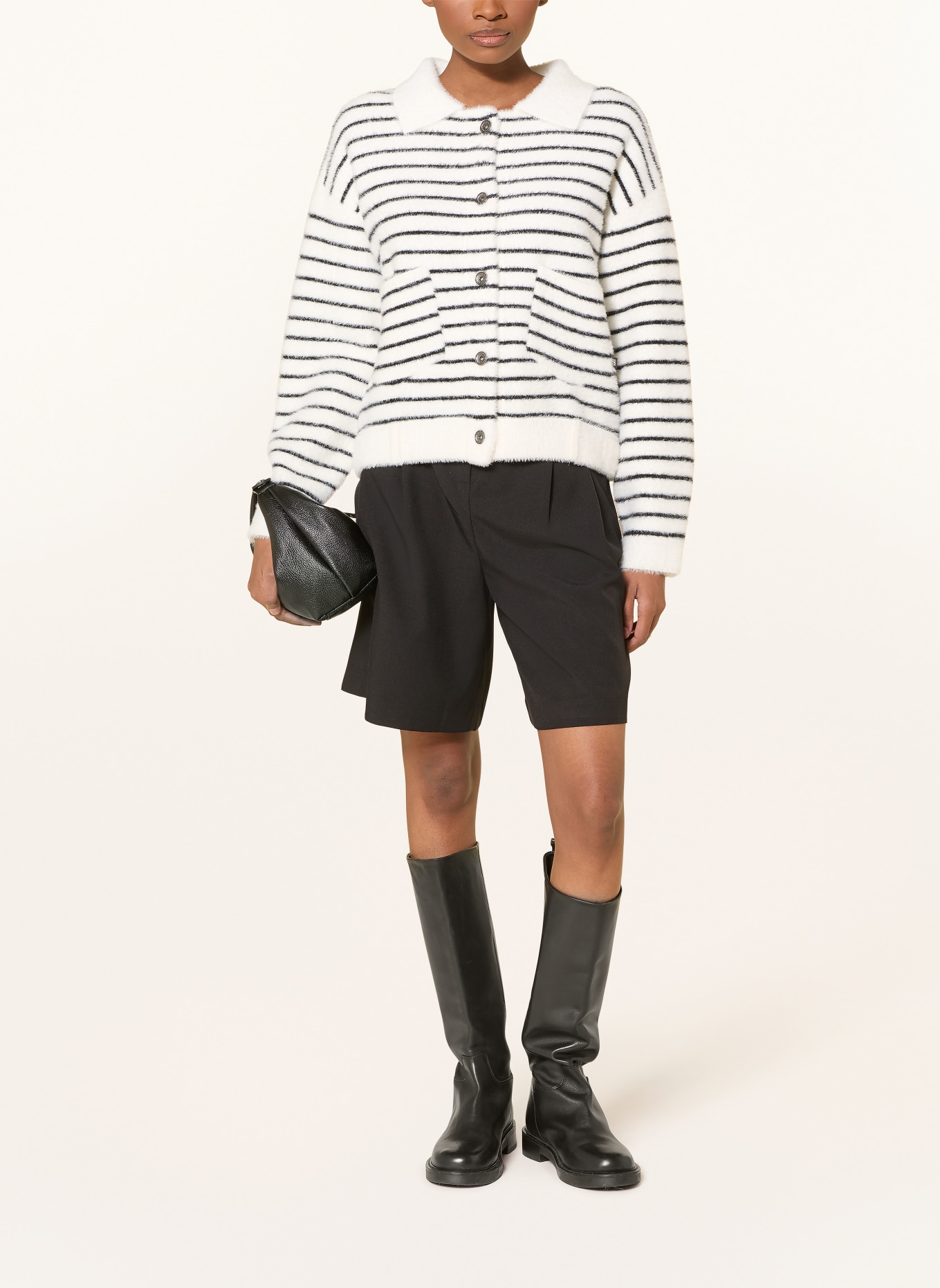 RINO & PELLE BUBBLY cardigan: WHITE / BLACK