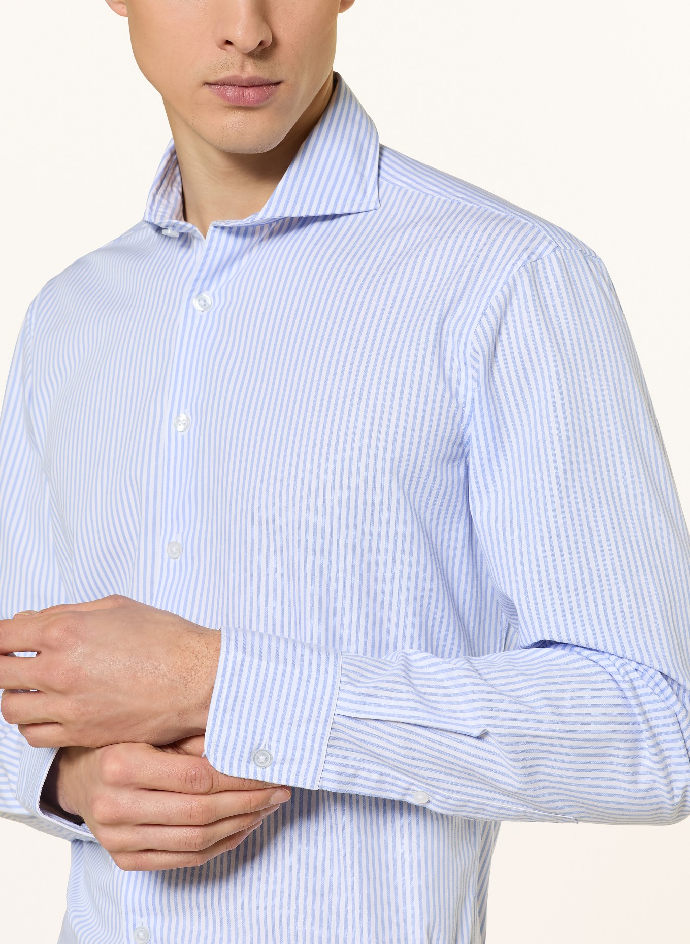 STROKESMAN'S Extra slim fit shirt: LIGHT BLUE / WHITE