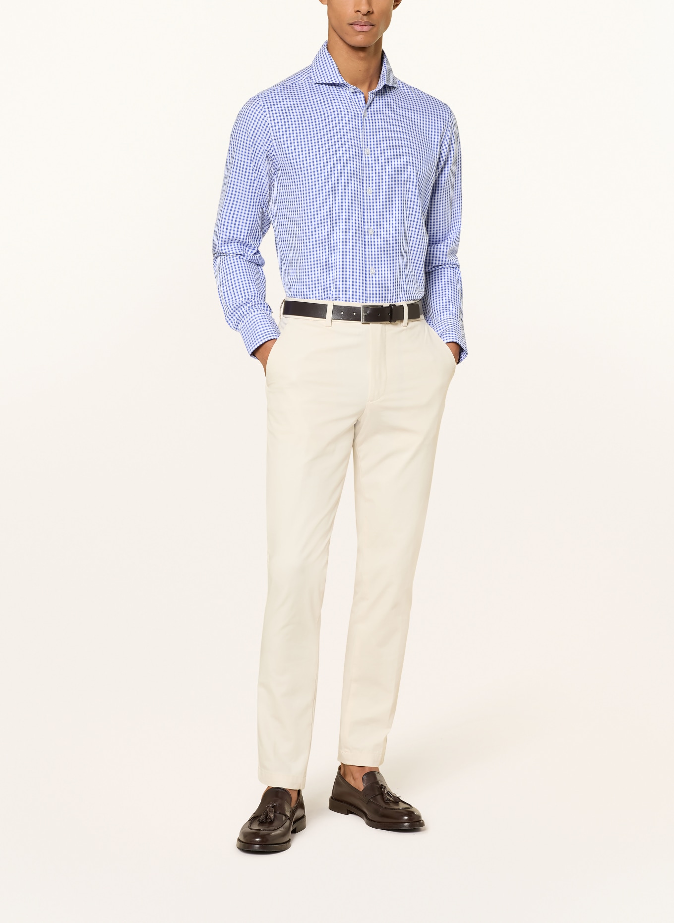 STROKESMAN'S Košile Comfort Fit: MODRÁ / BÍLÁ