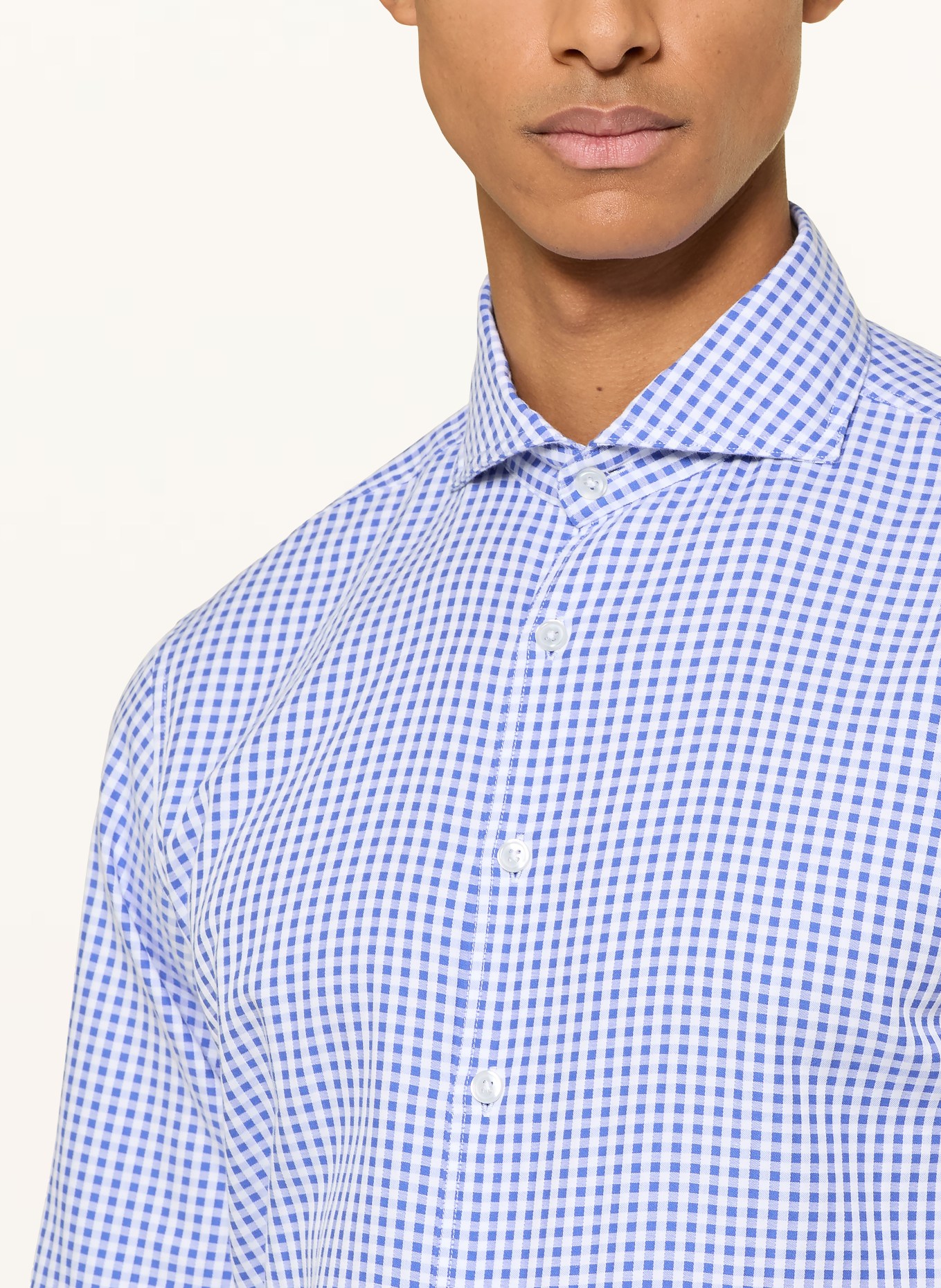 STROKESMAN'S Košile Comfort Fit: MODRÁ / BÍLÁ