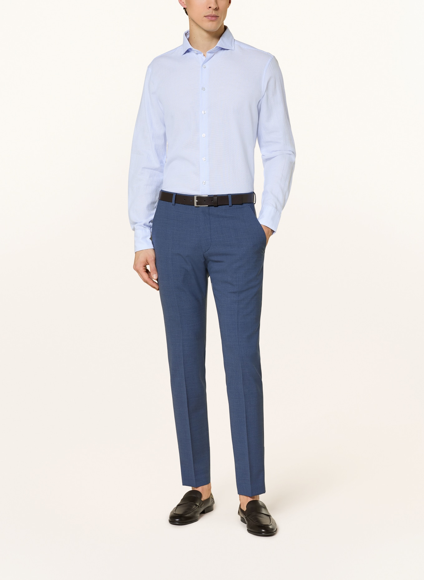STROKESMAN'S Slim fit shirt: LIGHT BLUE / WHITE