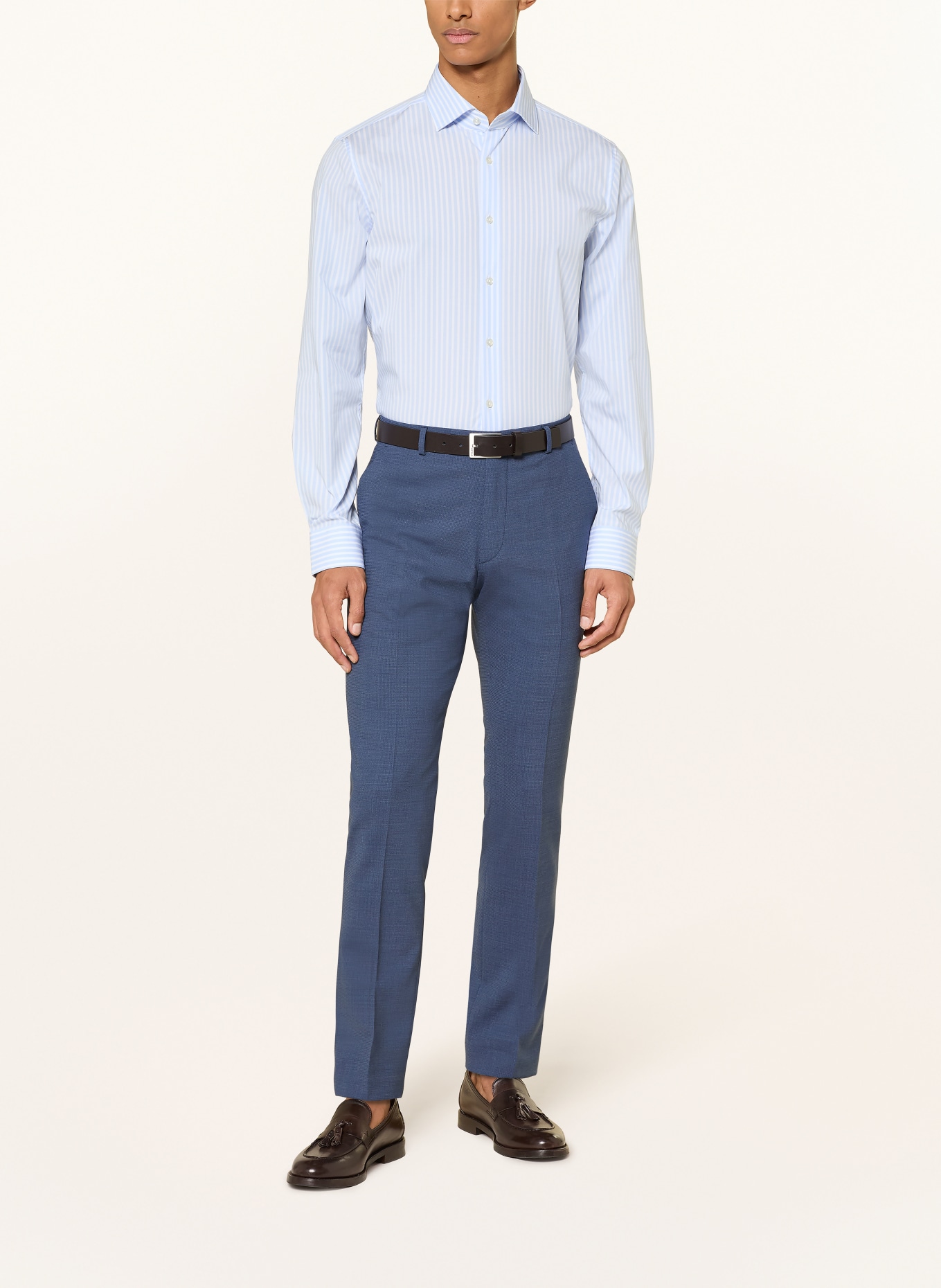 PAUL Shaped Fit Shirt: WHITE / LIGHT BLUE