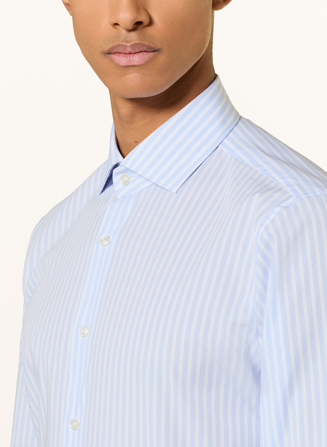 PAUL Shaped Fit Shirt: WHITE / LIGHT BLUE