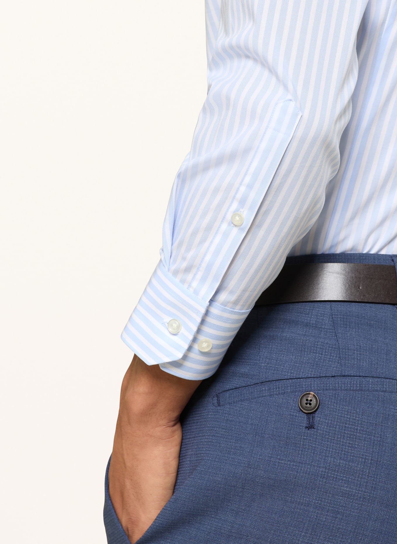 PAUL Shaped Fit Shirt: WHITE / LIGHT BLUE