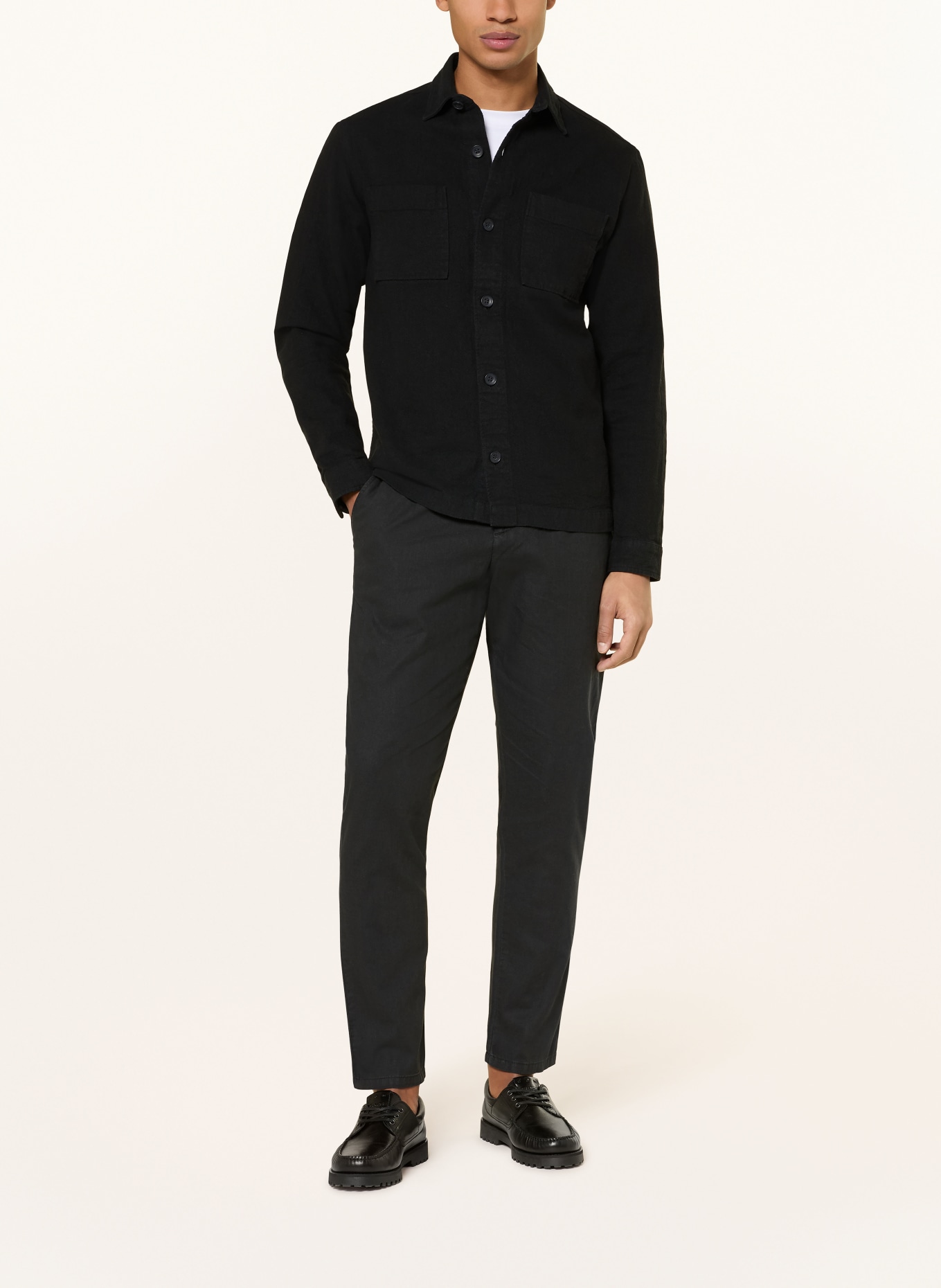 PAUL Overjacket mit Leinen: SCHWARZ