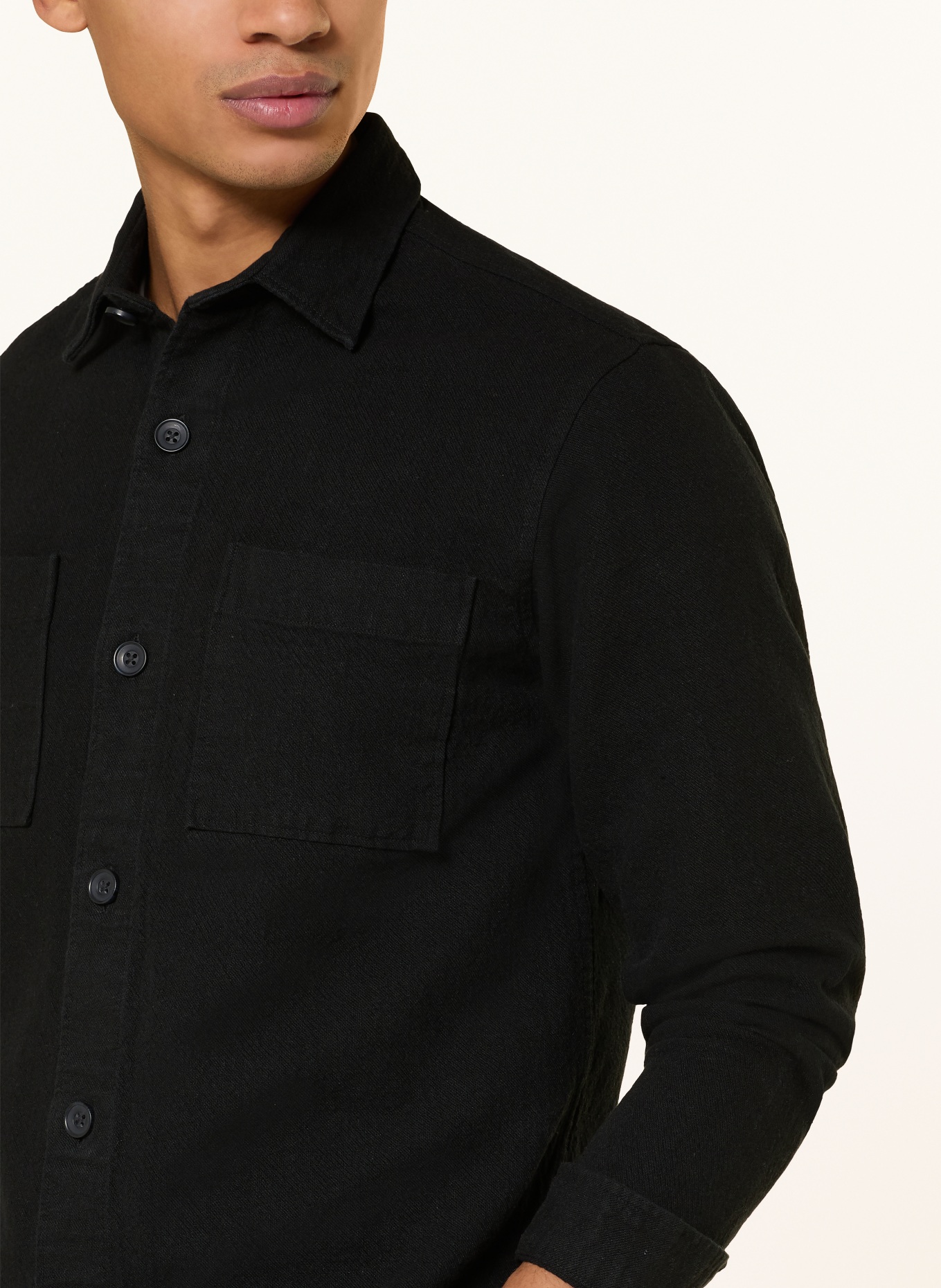 PAUL Overjacket mit Leinen: SCHWARZ