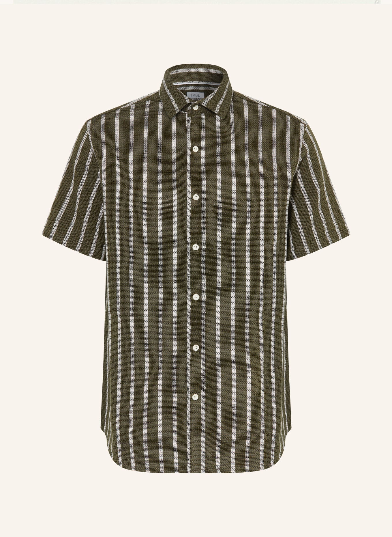 PAUL Kurzarm-Hemd Comfort Fit: DUNKELGRÜN / WEISS