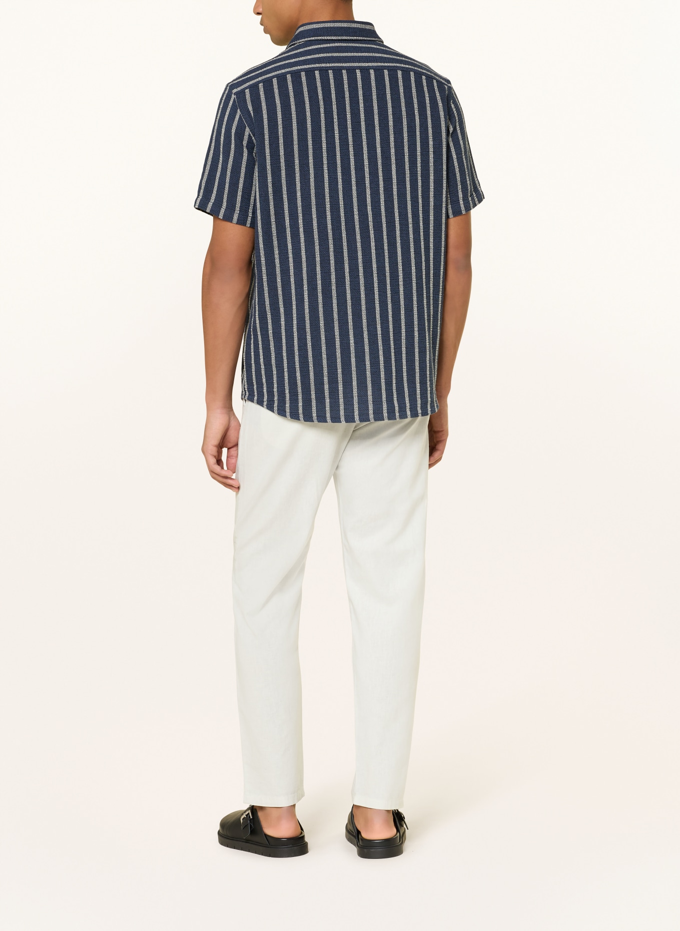 PAUL Kurzarm-Hemd Comfort Fit: DUNKELBLAU / WEISS