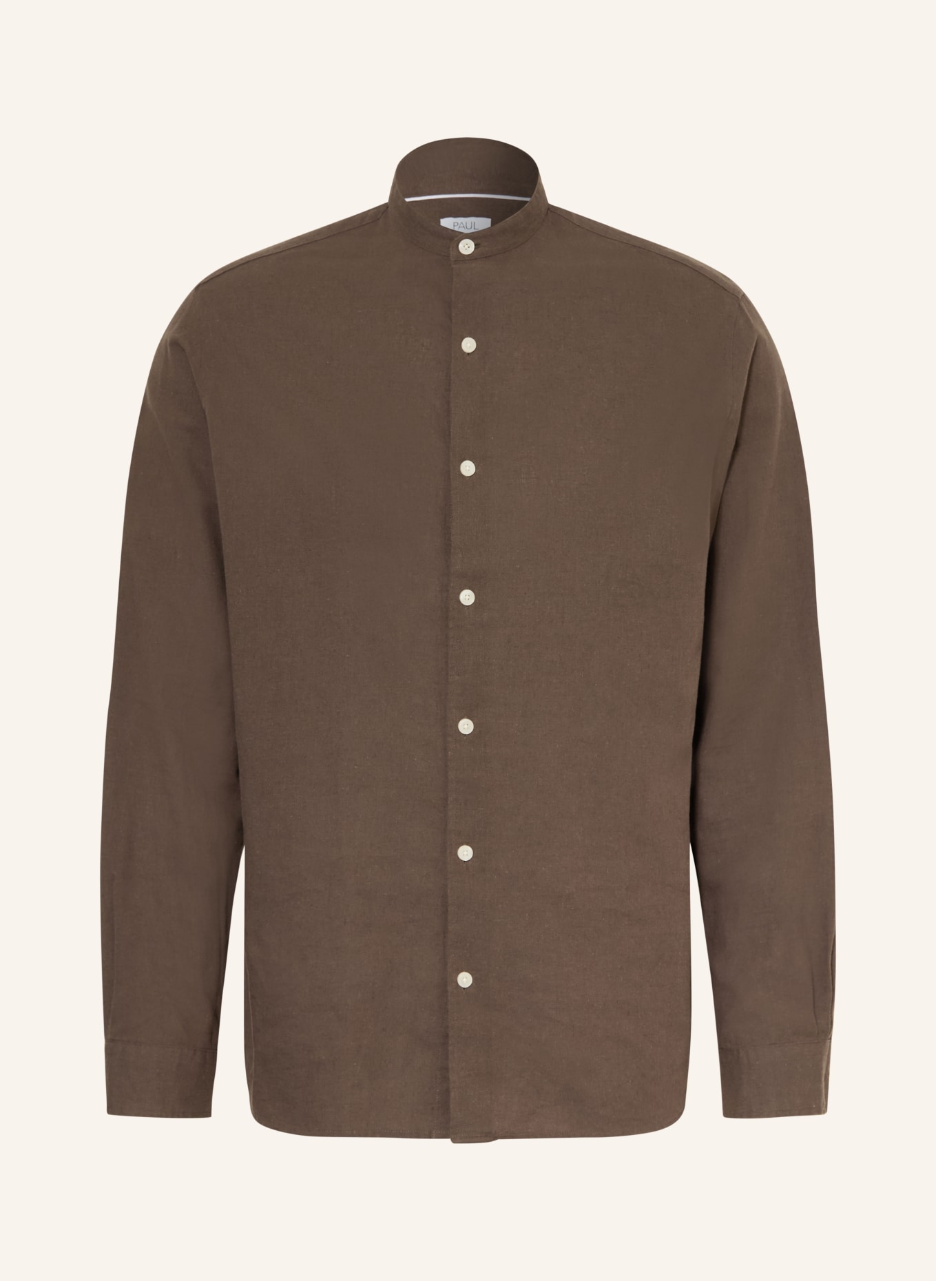 PAUL Hemd Comfort Fit mit Stehkragen: DUNKELBRAUN