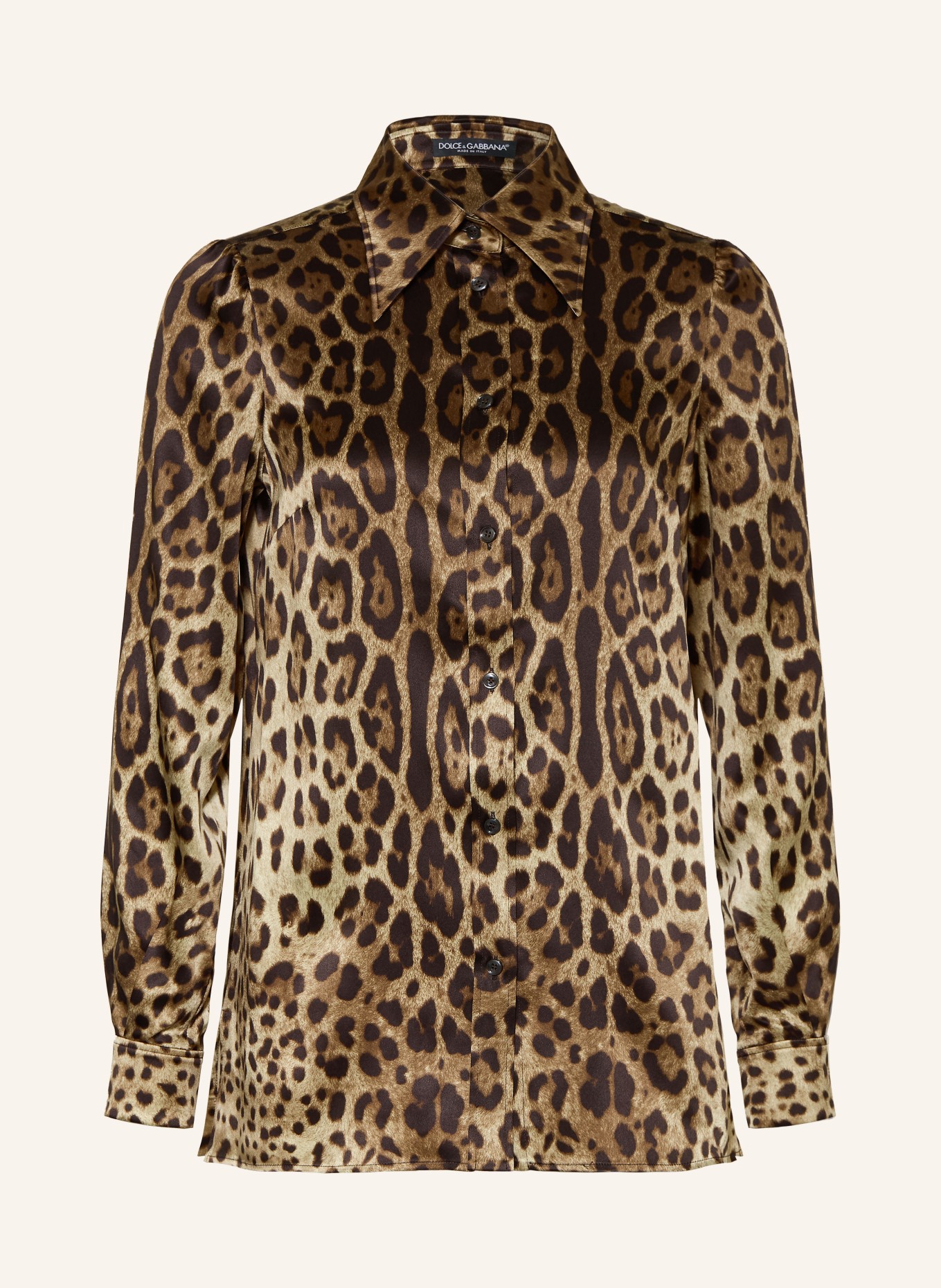 DOLCE & GABBANA Hemdbluse aus Seide: BRAUN / GOLD / DUNKELBRAUN